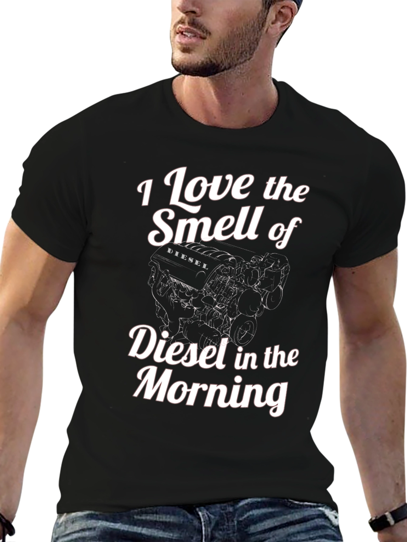 Black Diesel Engine T-Shirt - I Love The Smell Of Diesel In The Morning view 6