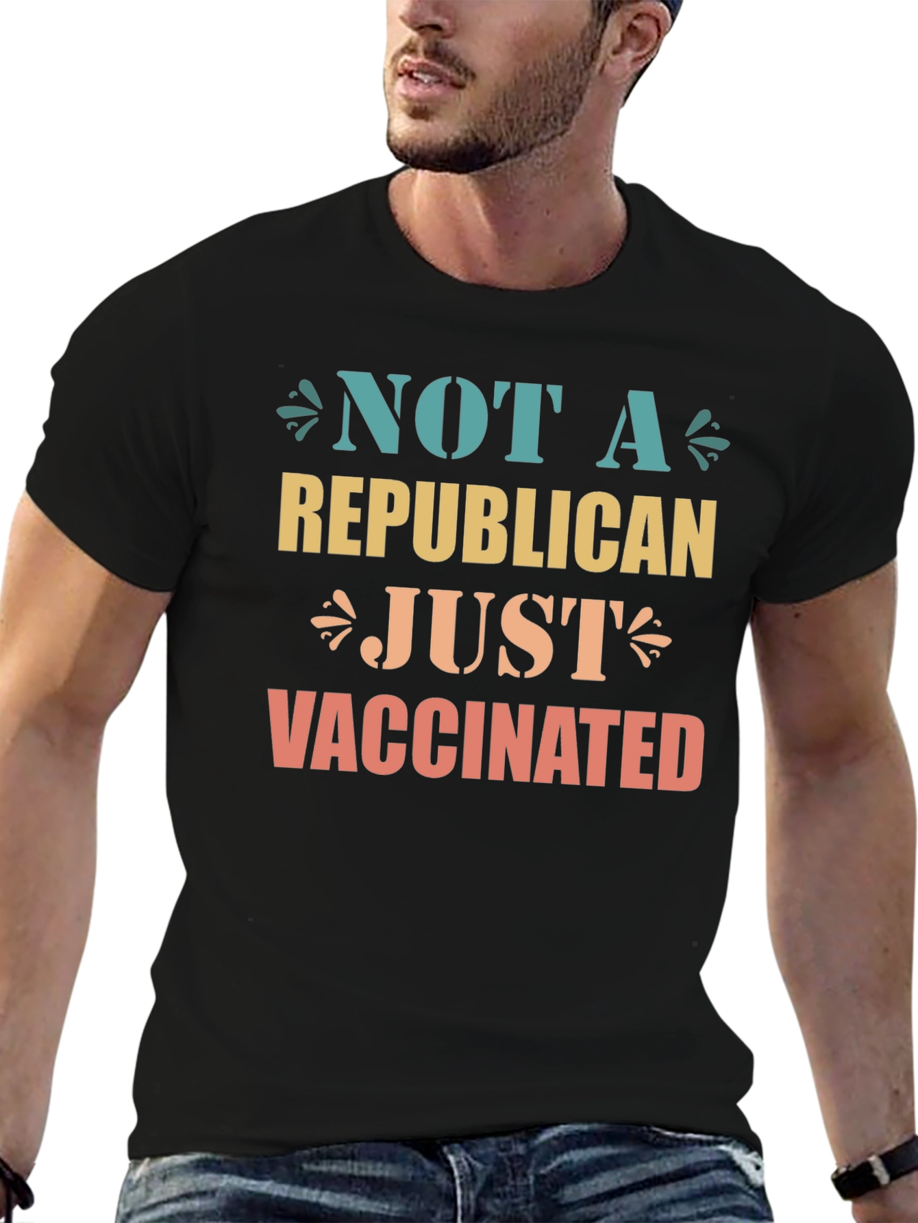Black Not A Republican Just Vaccinated Graphic Tee view 6