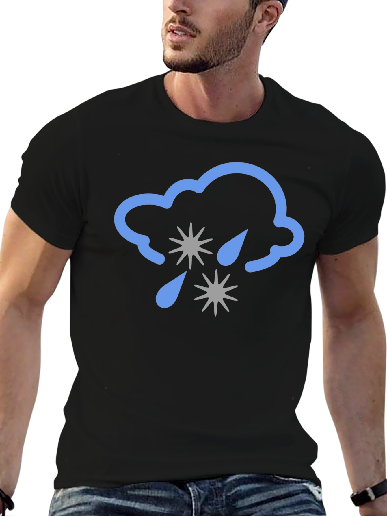Black Cloud Hail Graphic Tee - Black Comfort Fit T-Shirt view 6