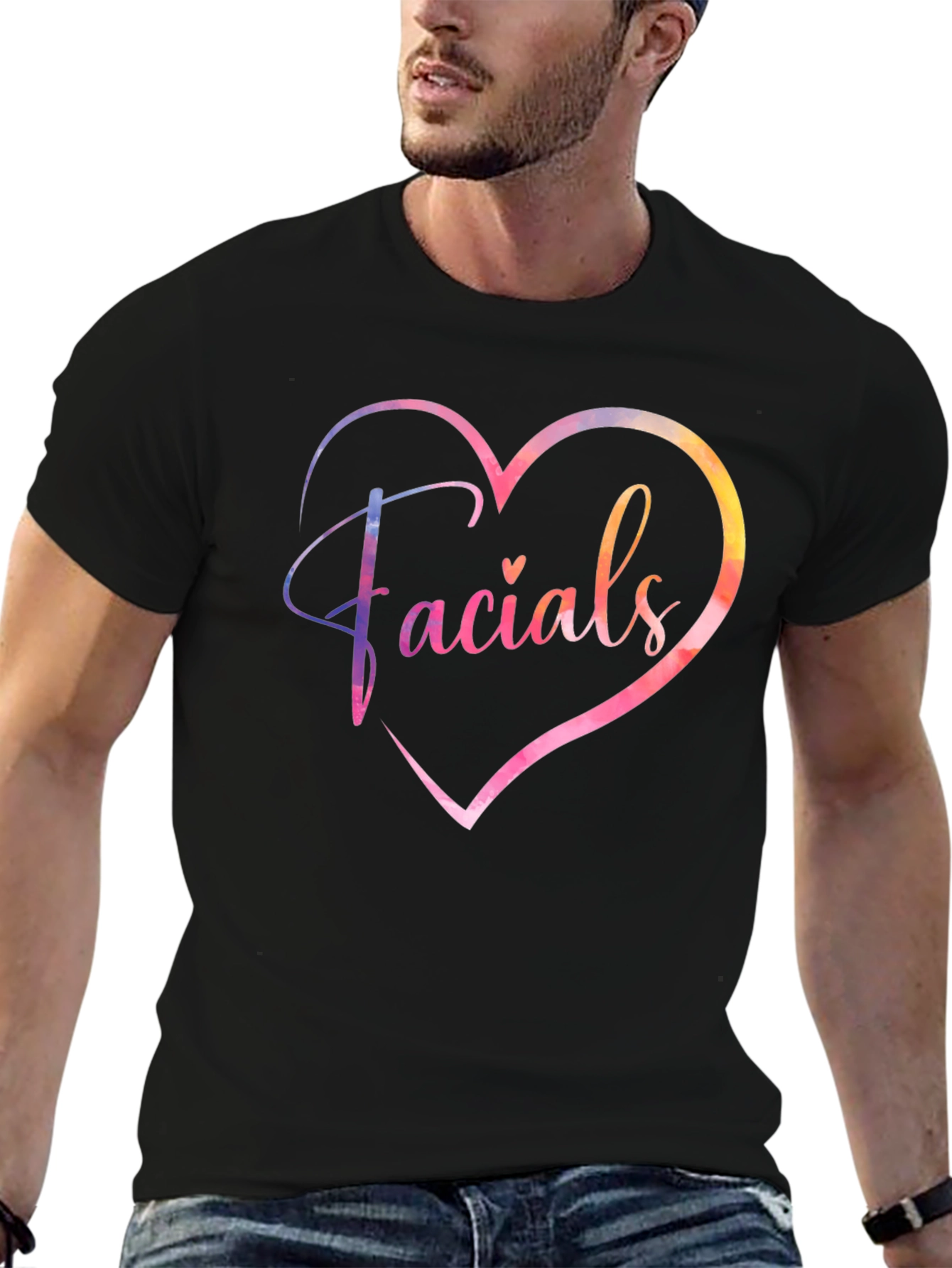 Black Facials Heart Graphic Tee - Unisex Soft Cotton T-Shirt view 6