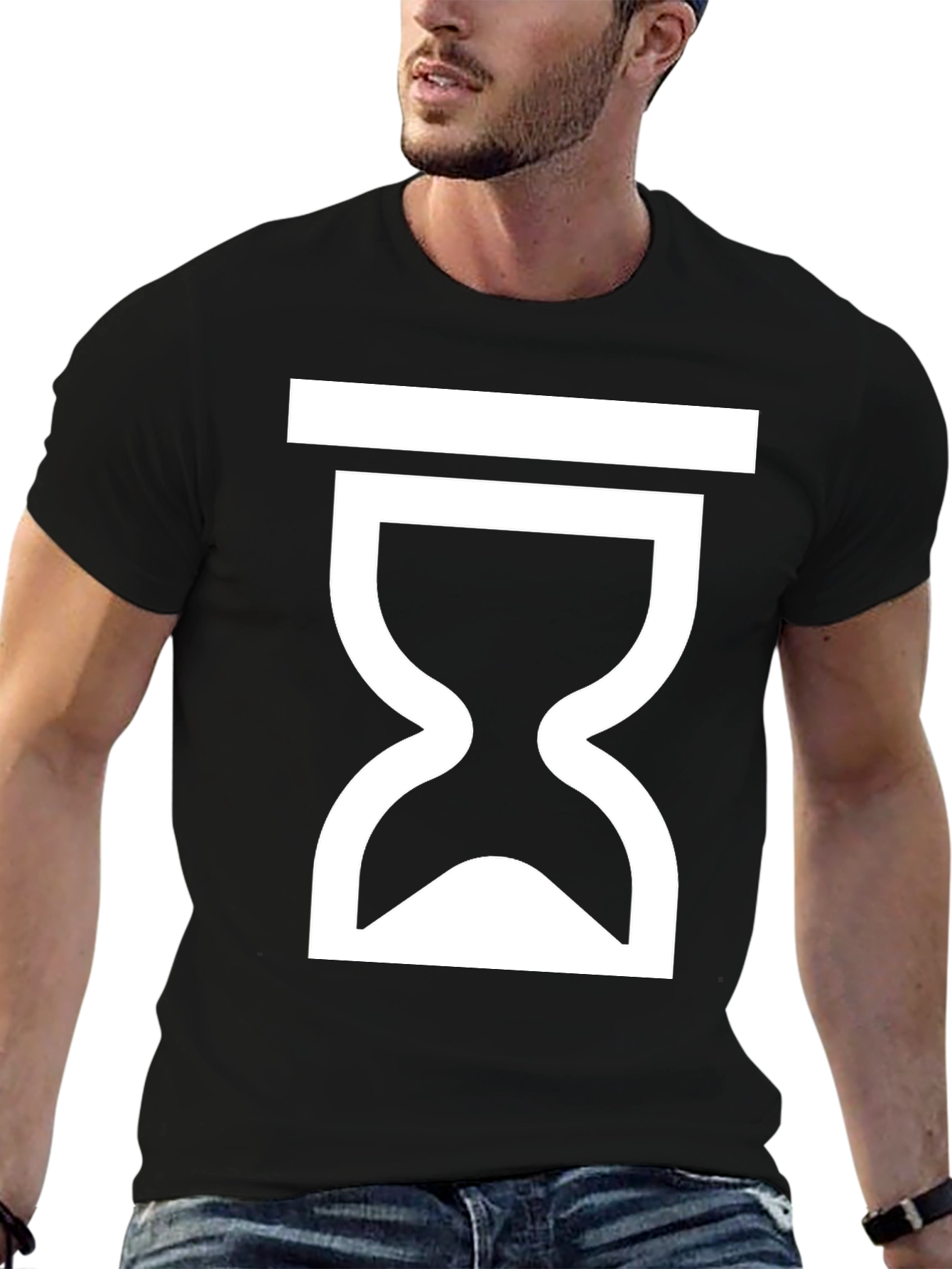Black Hourglass Symbol T-Shirt - Classic Time Design view 6