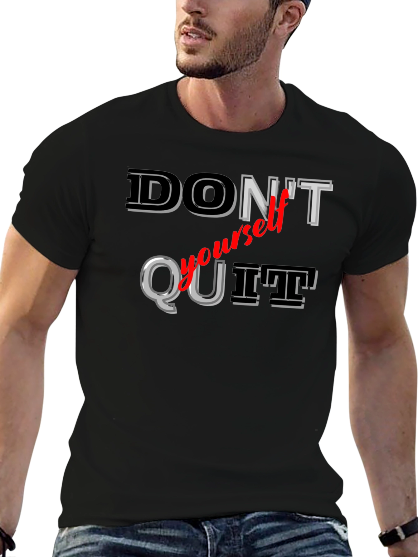 Black Don't Quit T-Shirt - Motivational Graphic Tee view 6