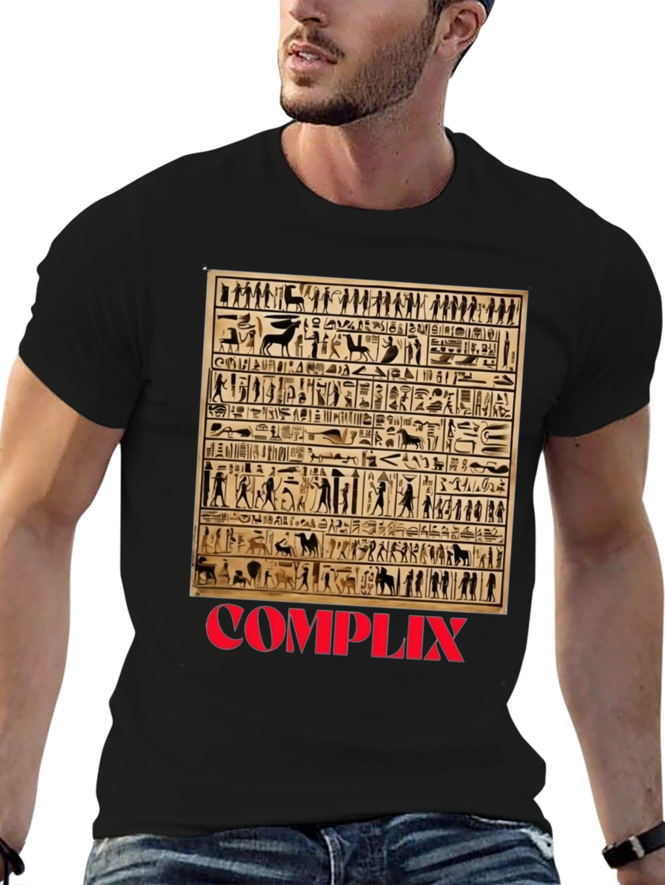 Black Complix Egyptian Hieroglyphic T-Shirt view 6