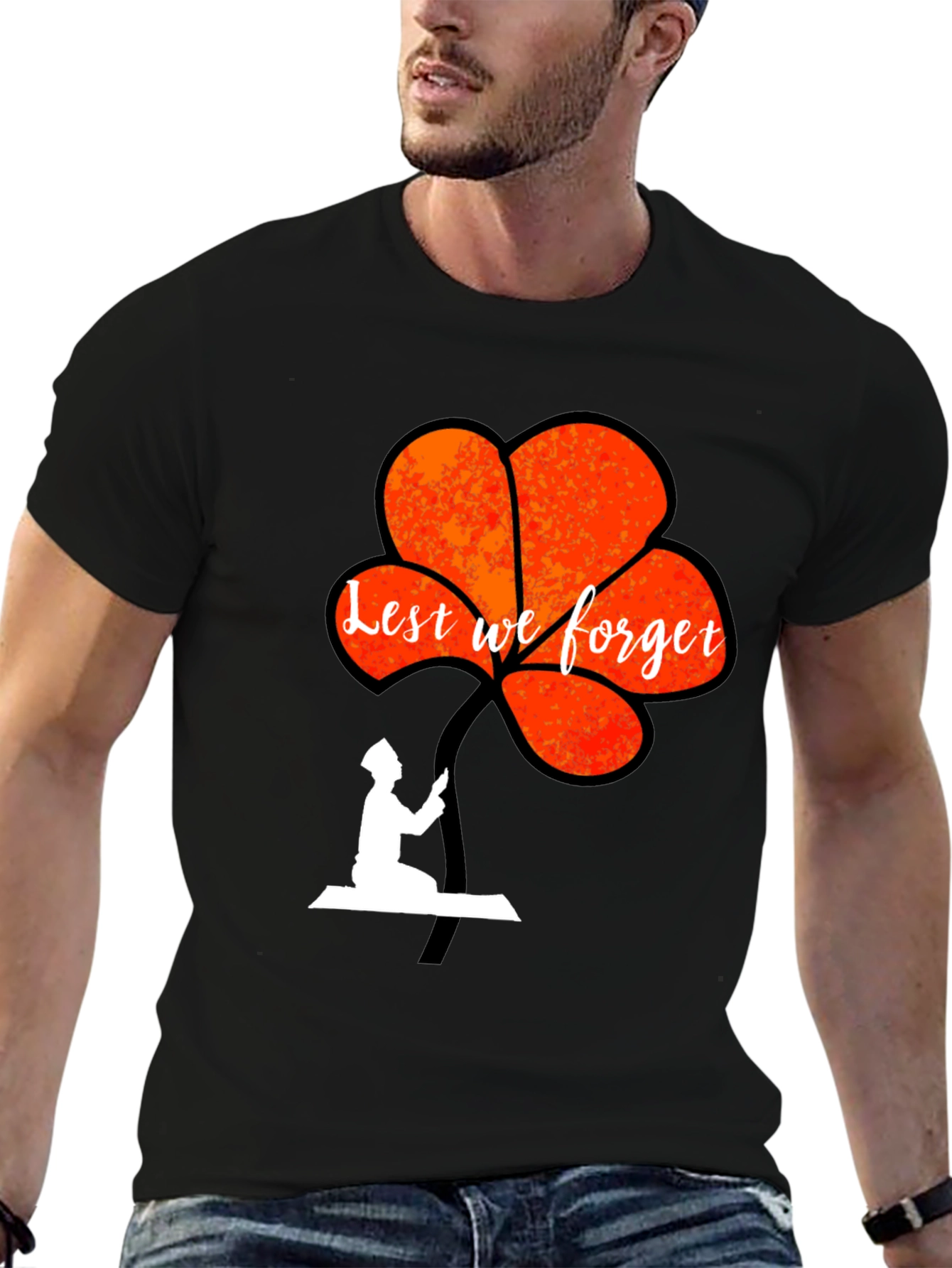 Black Lest We Forget Graphic T-Shirt view 6