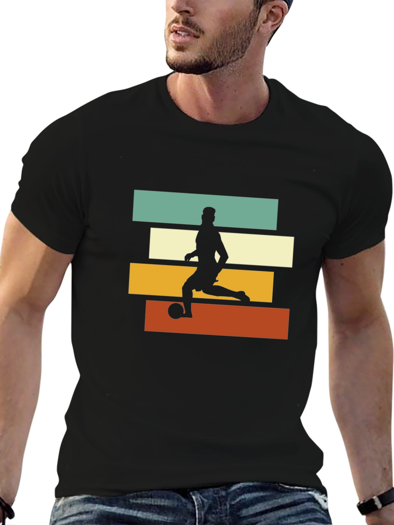 Black Retro Soccer Player Graphic Tee - Black view 6
