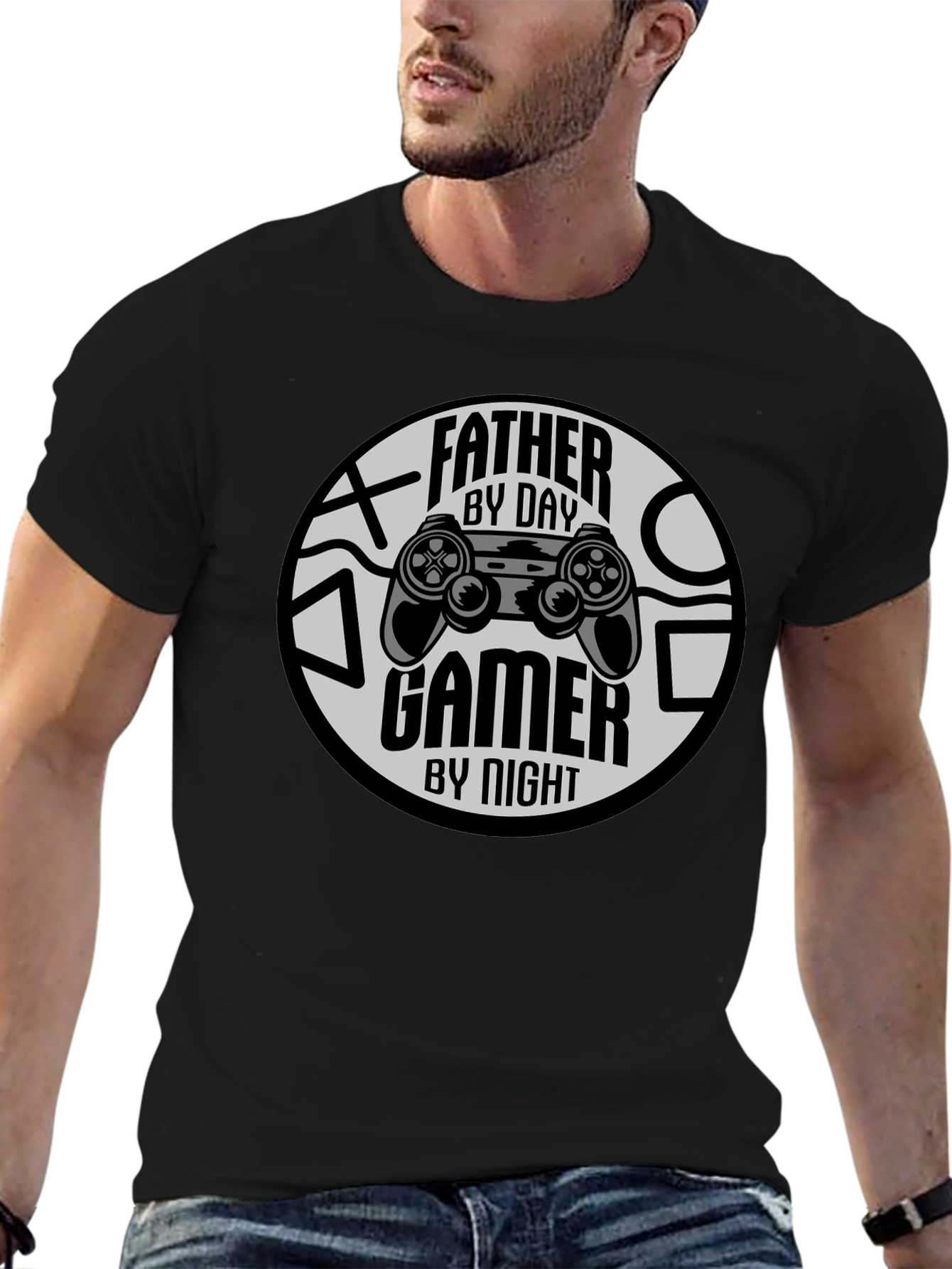 Black Father By Day Gamer By Night T-Shirt view 6