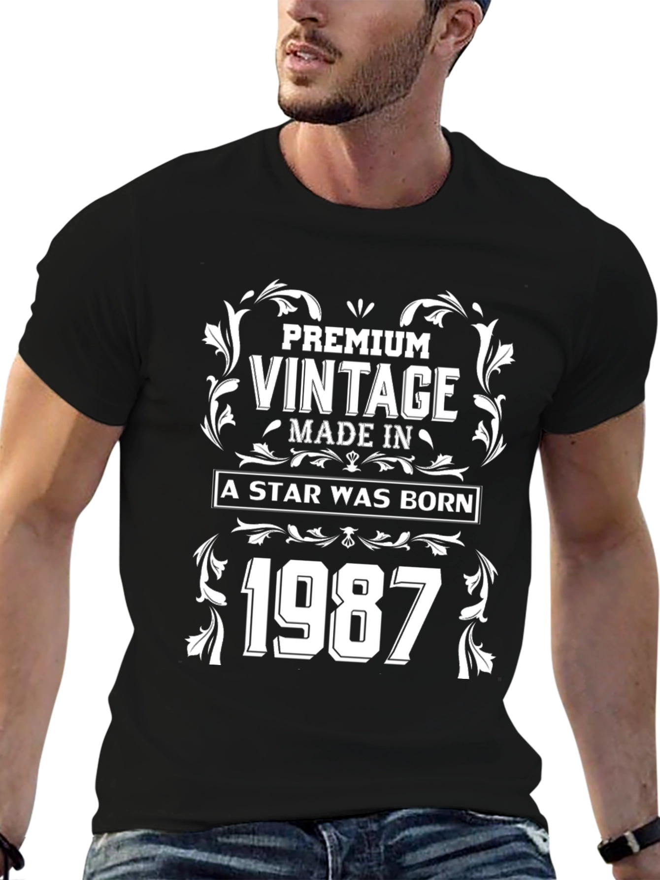 Black Premium Vintage 1987 Birthday T-Shirt view 6