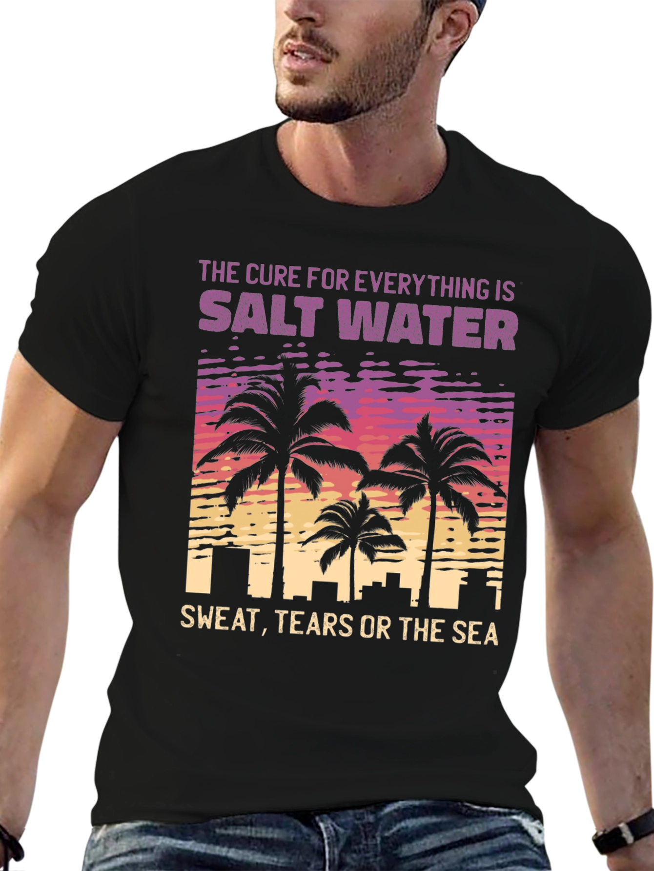 Black Salt Water Cure T-Shirt - Beach Lover Tee view 6