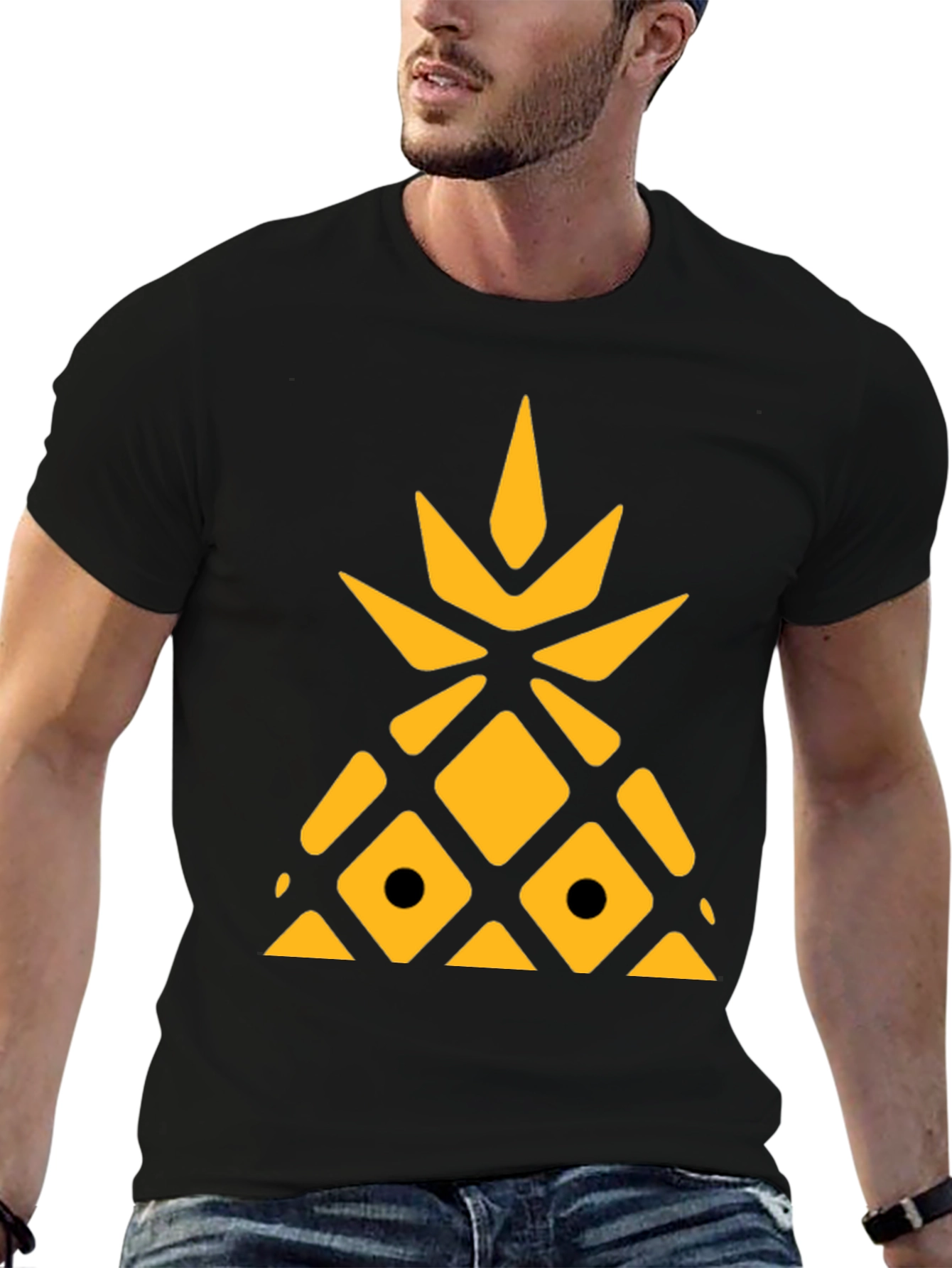 Black Geometric Pineapple Graphic Tee view 6