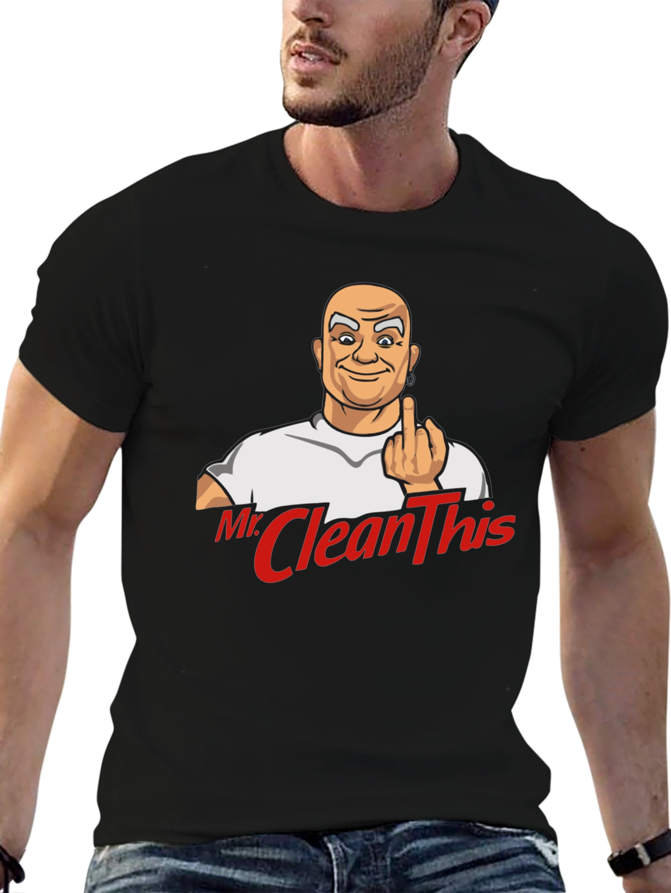 Black Mr. Clean This T-Shirt - Bold Graphic Tee view 6