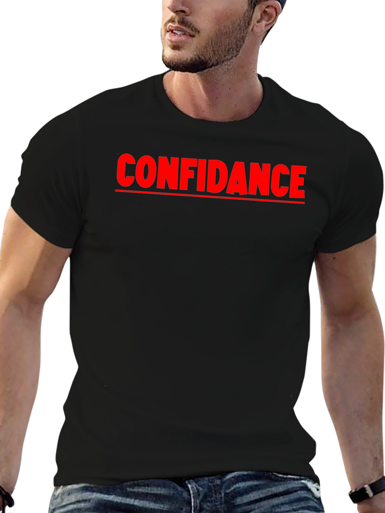 Confidance Black T-Shirt - Bold Red Text - 6