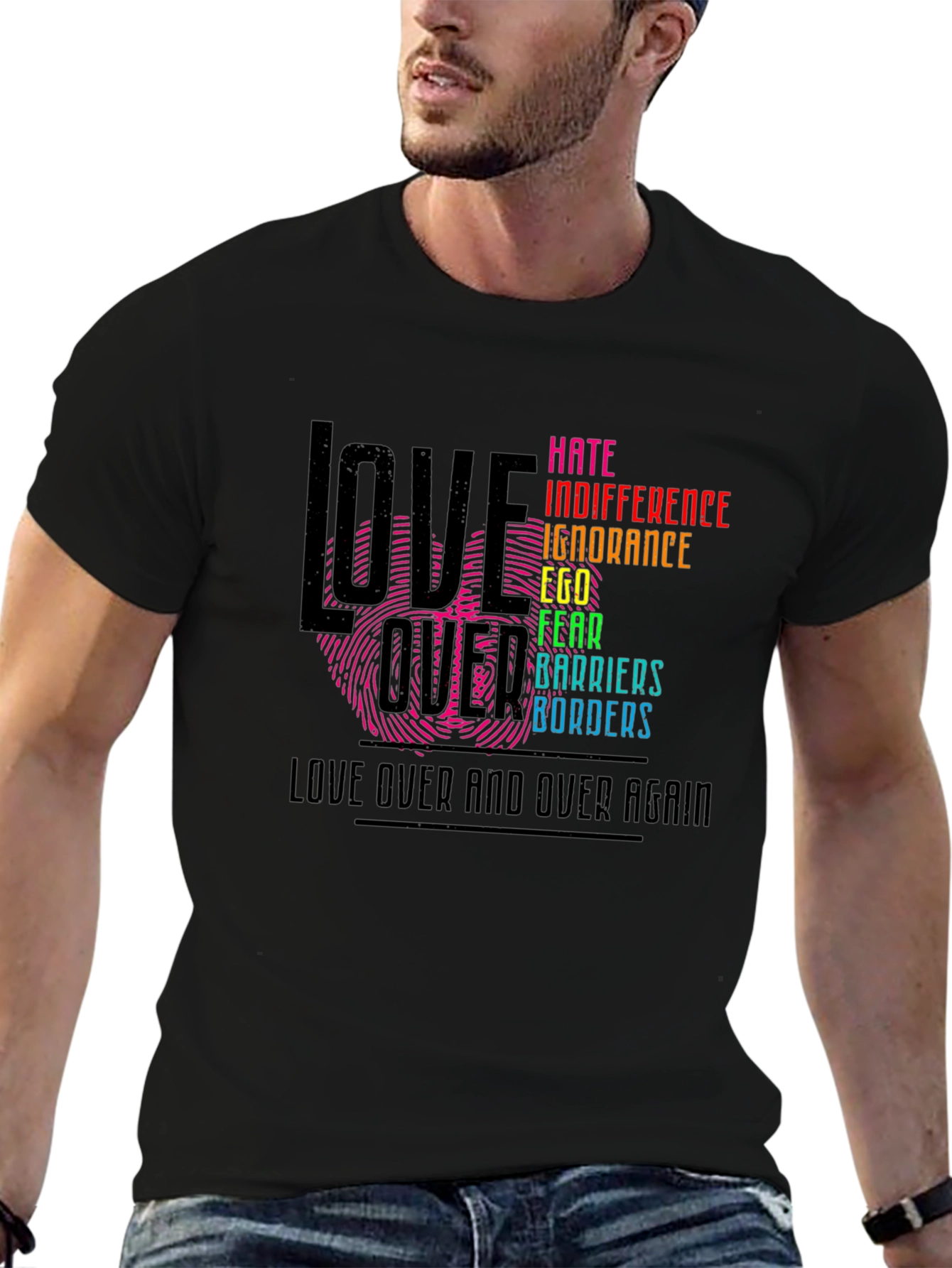 Black Love Over Hate Graphic T-Shirt view 6