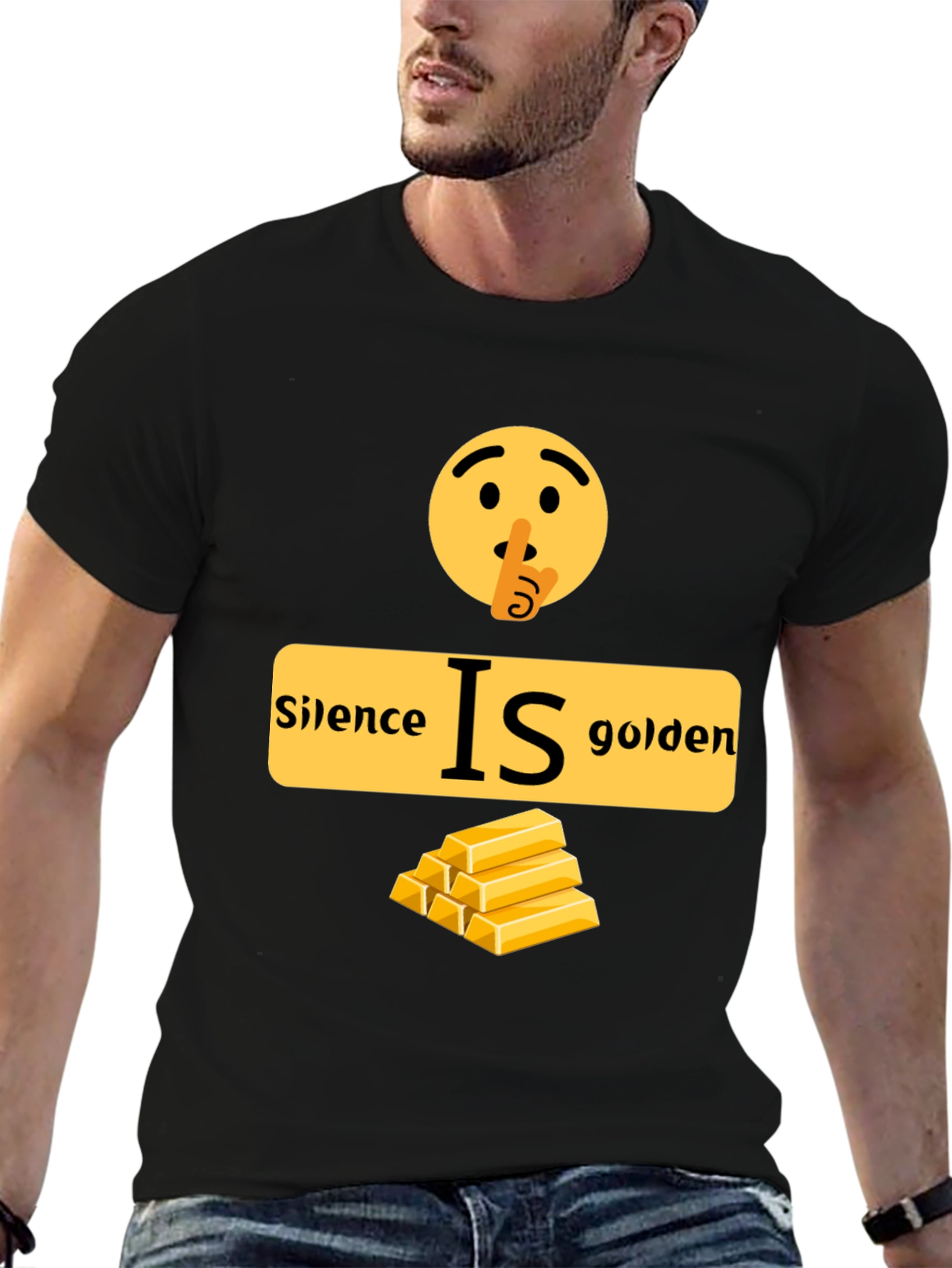 Black Silence is Golden Graphic T-Shirt view 6