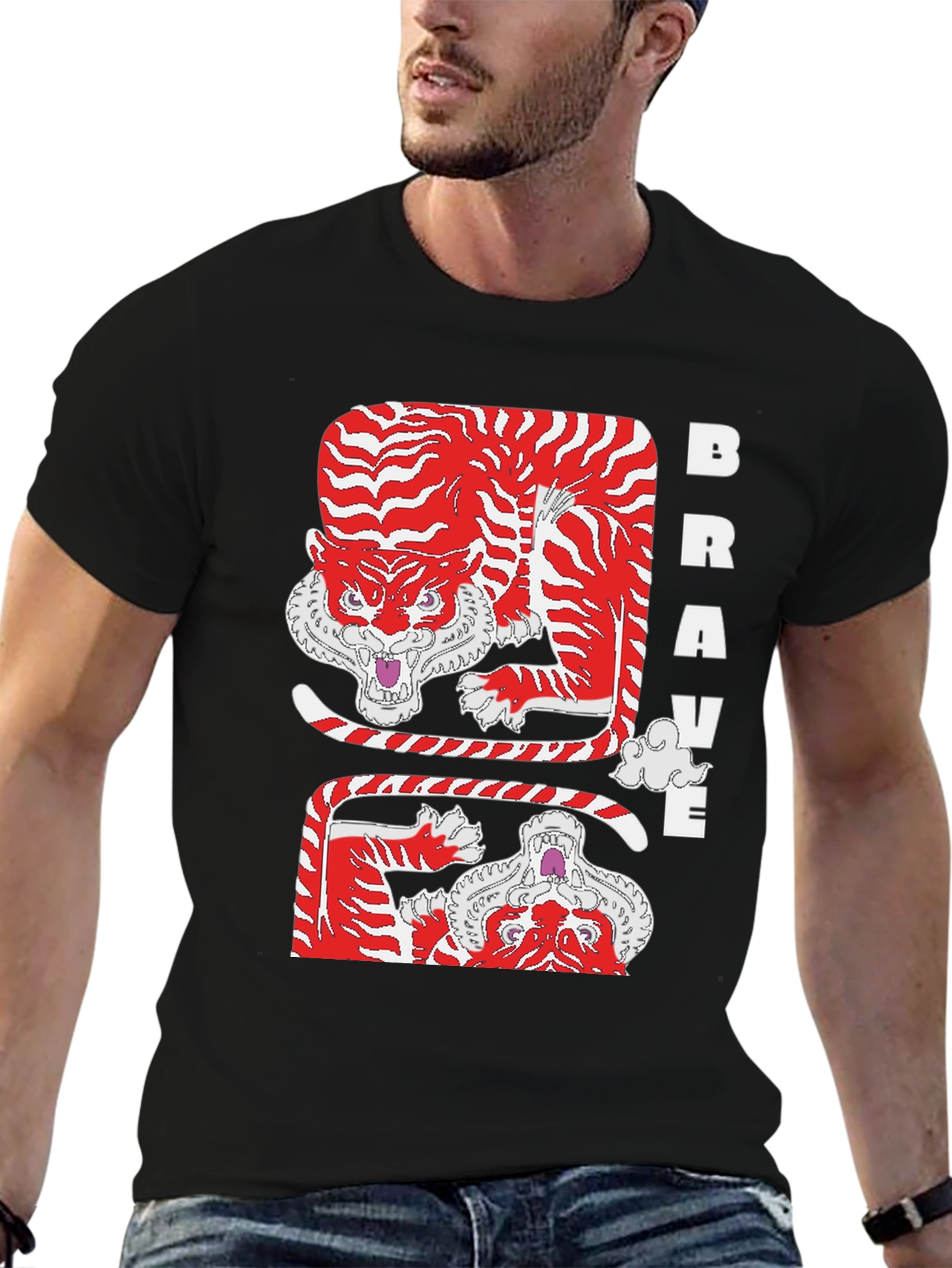 Black Brave Tiger Graphic Tee view 6