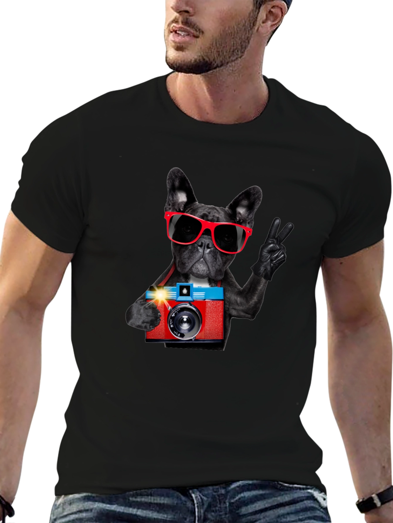 Black Dog Photographer Graphic T-Shirt view 6