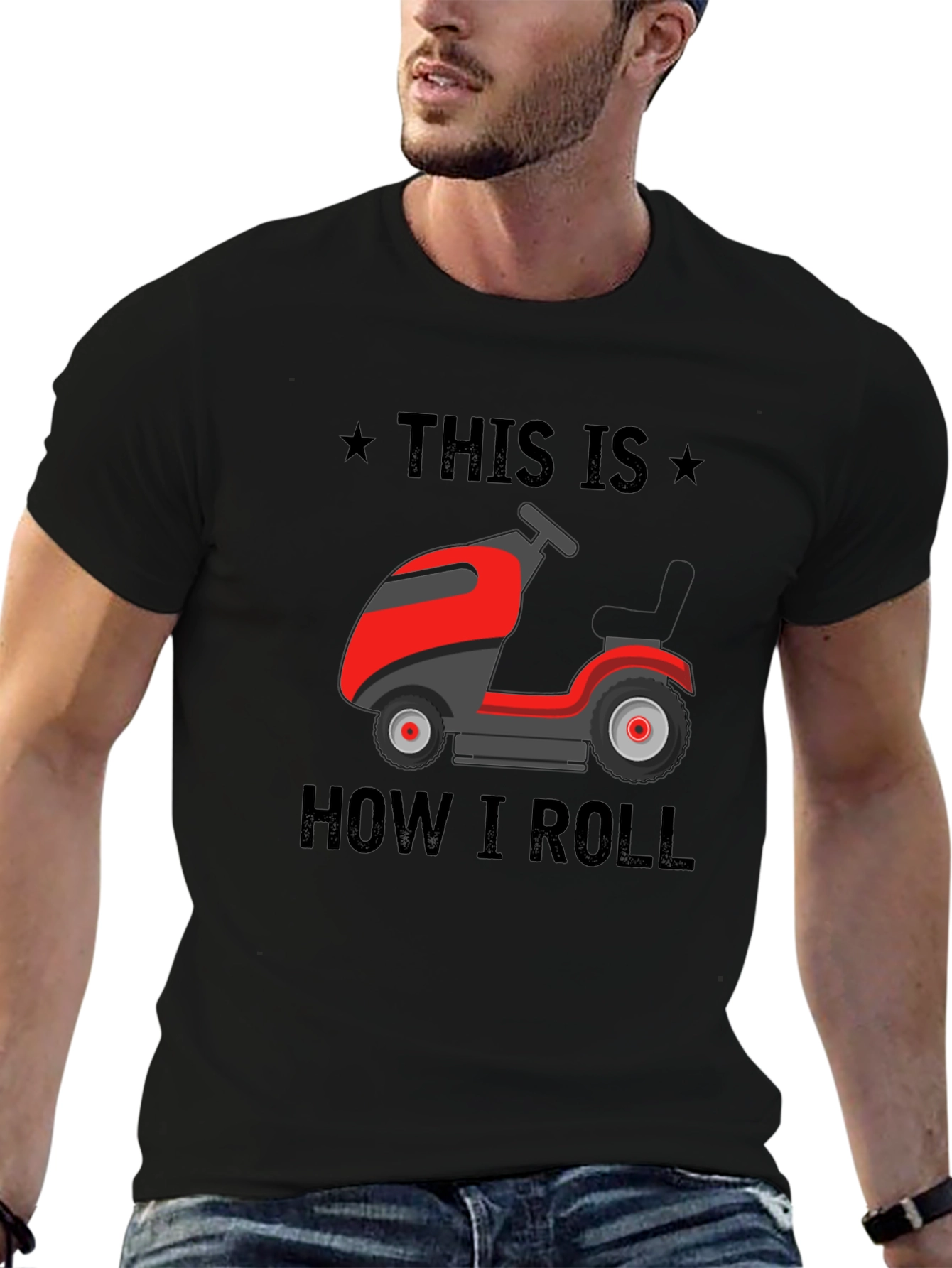 Black This Is How I Roll Lawn Mower T-Shirt view 6