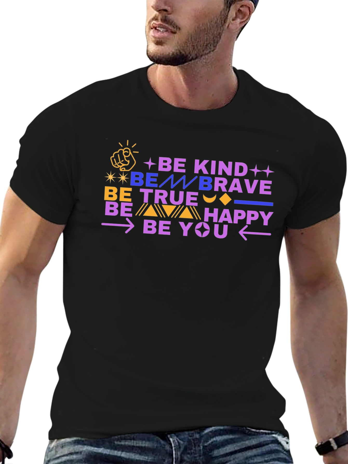 Black Be Kind Be Brave Graphic Tee - Unisex Soft Cotton T-Shirt view 6