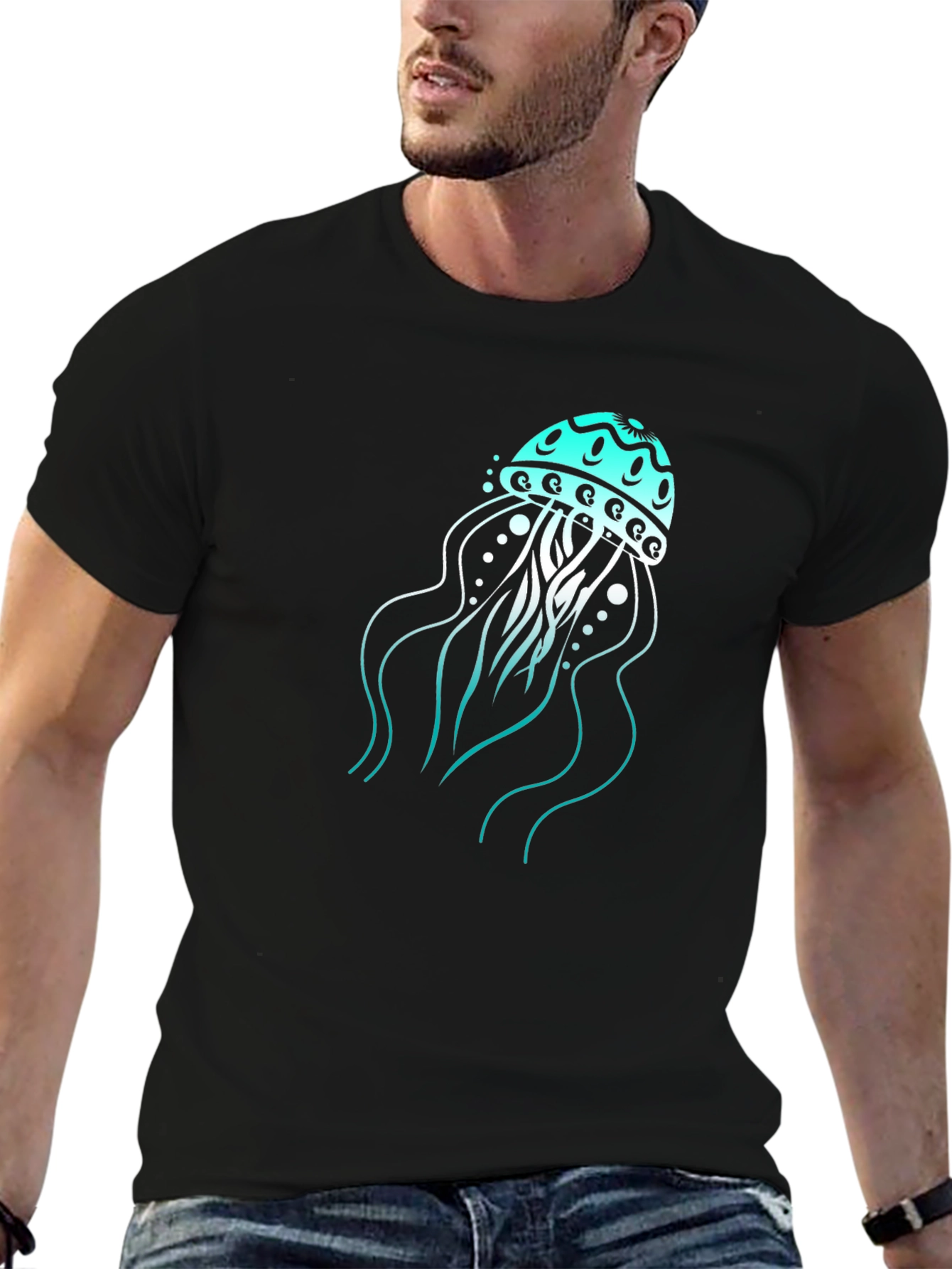 Black Jellyfish Graphic Print Tee - Stylish Comfort view 6