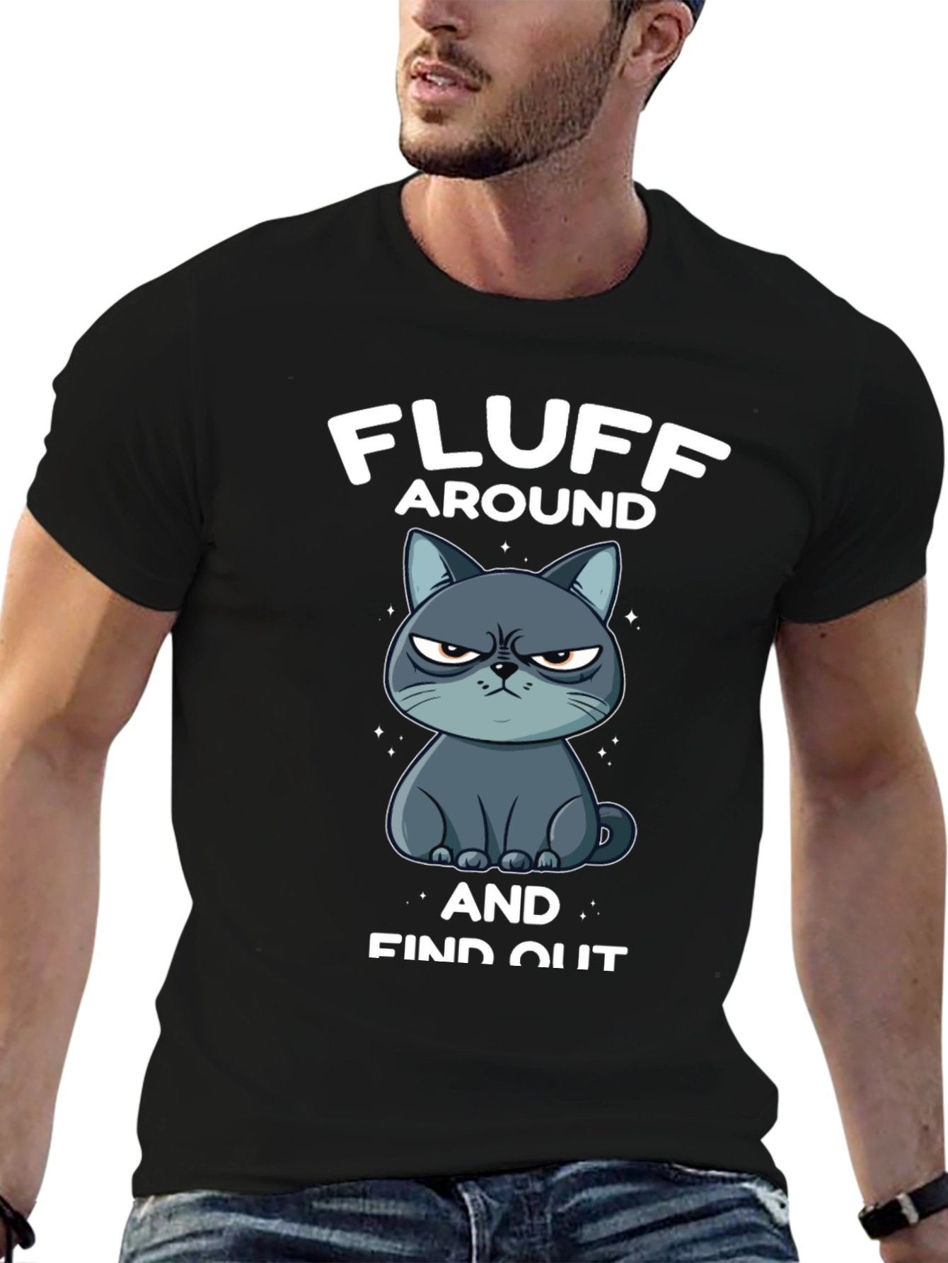 Black Fluff Around and Find Out Grumpy Cat T-Shirt view 6
