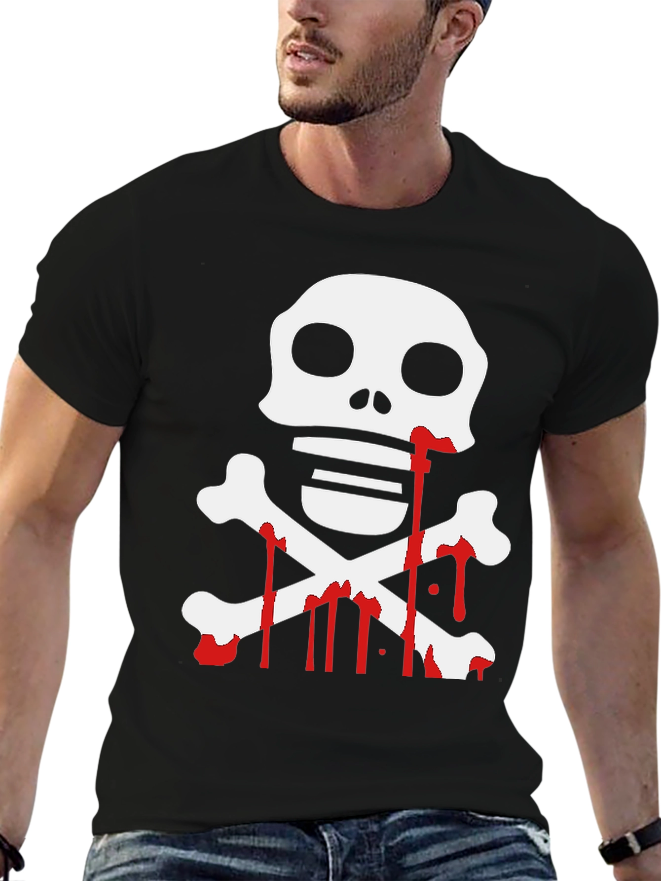 Black Skull & Crossbones Graphic Tee - Black view 6