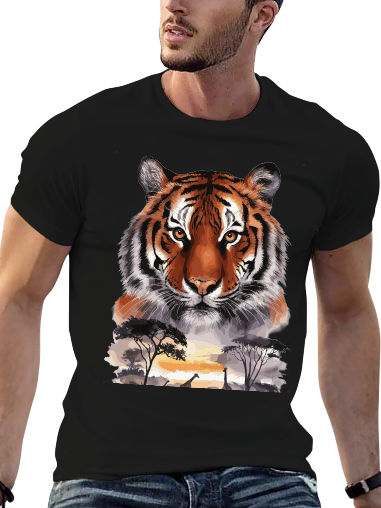 Black Tiger Safari Graphic Tee - Wildlife Adventure Shirt view 6