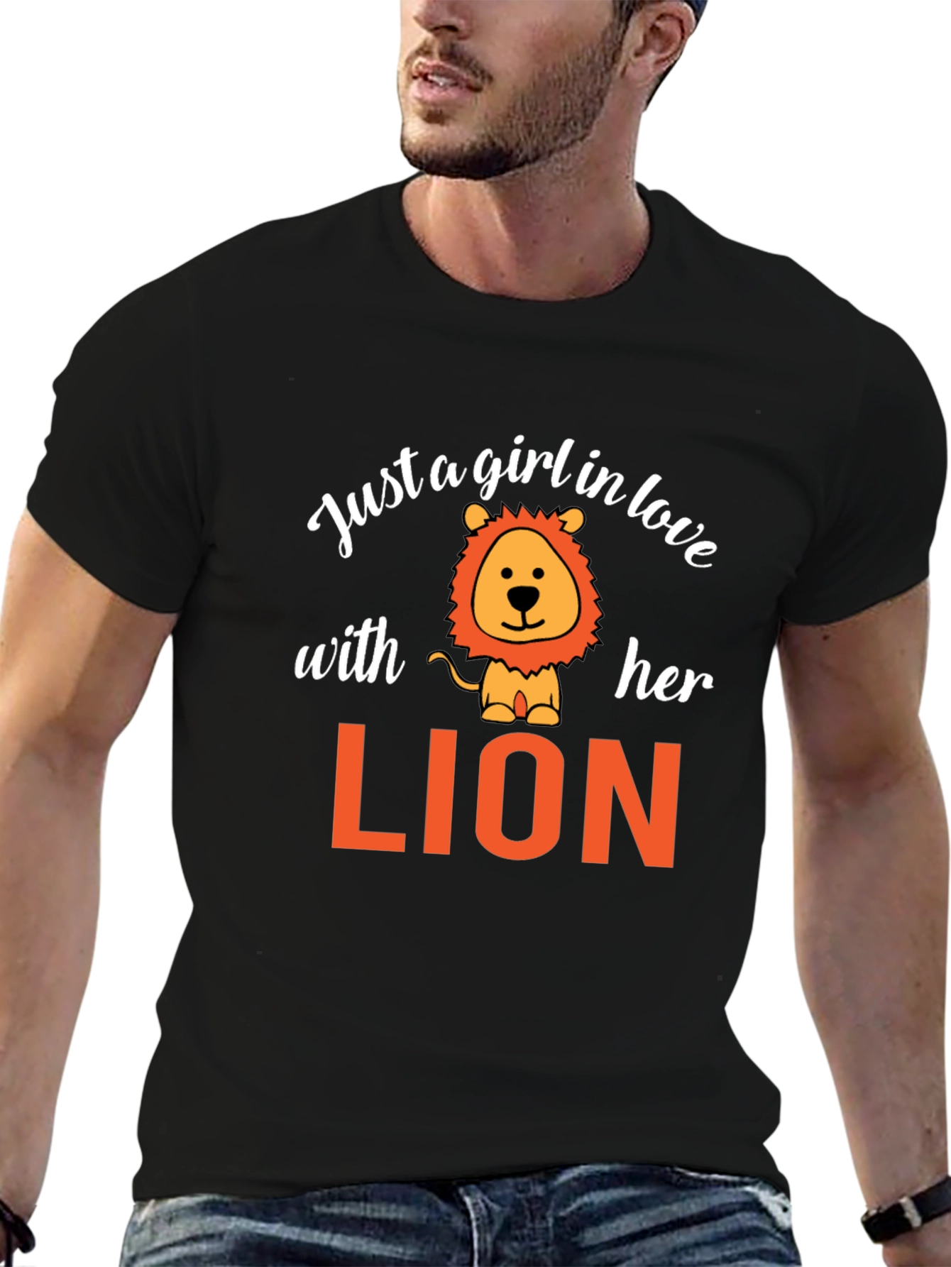 Black Just A Girl In Love With Her Lion Graphic T-Shirt view 6