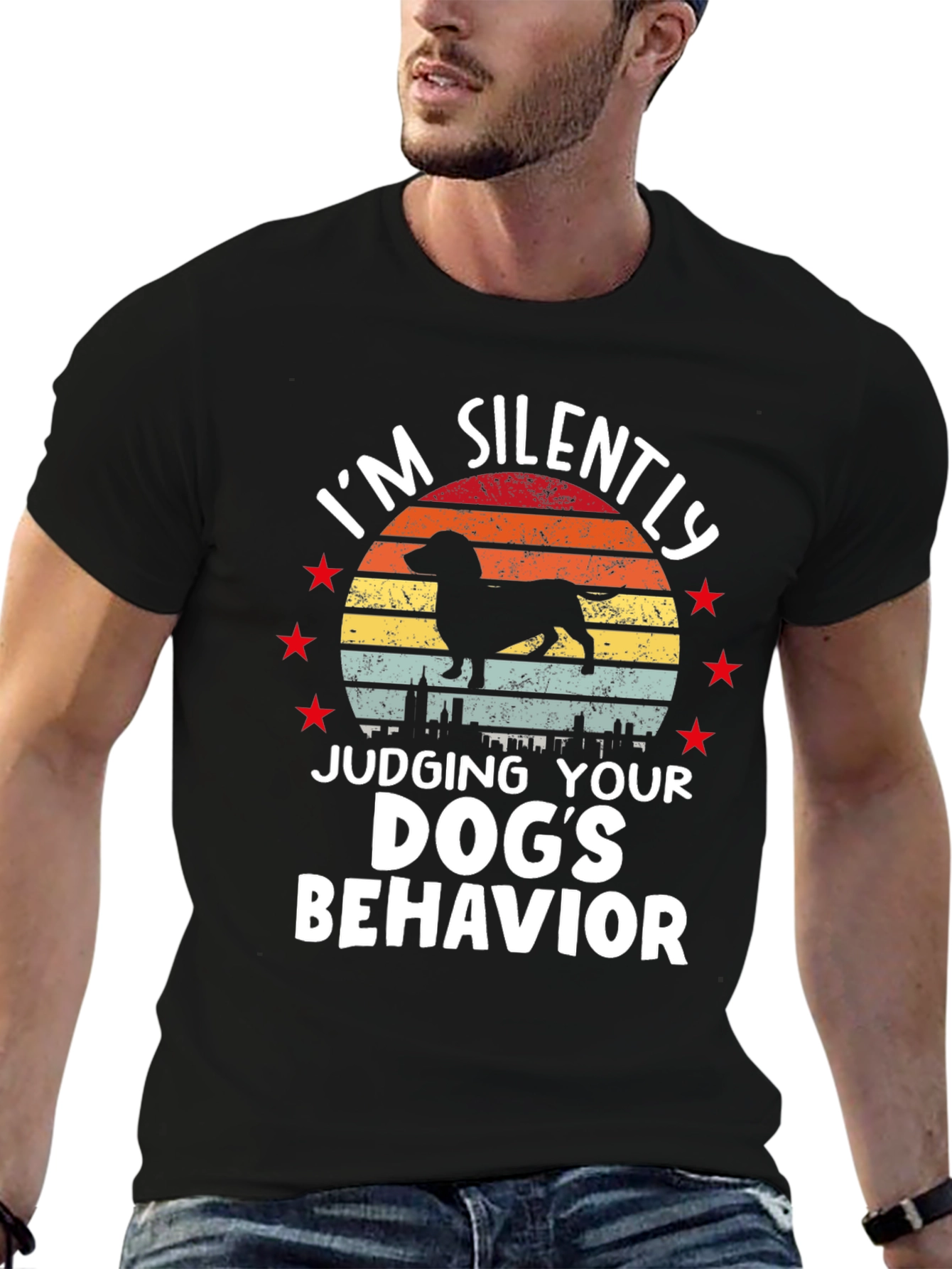 Black Funny Dog Judging T-Shirt view 6