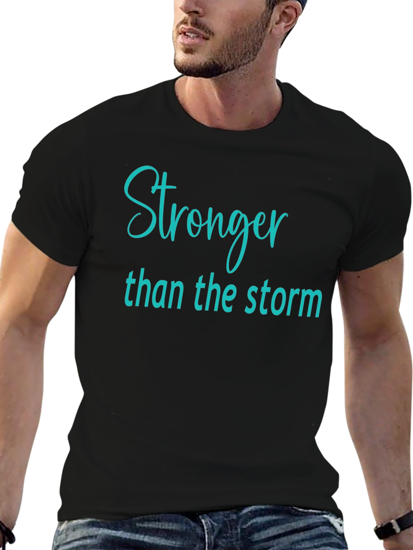 Black Stronger Than The Storm Black T-Shirt view 6