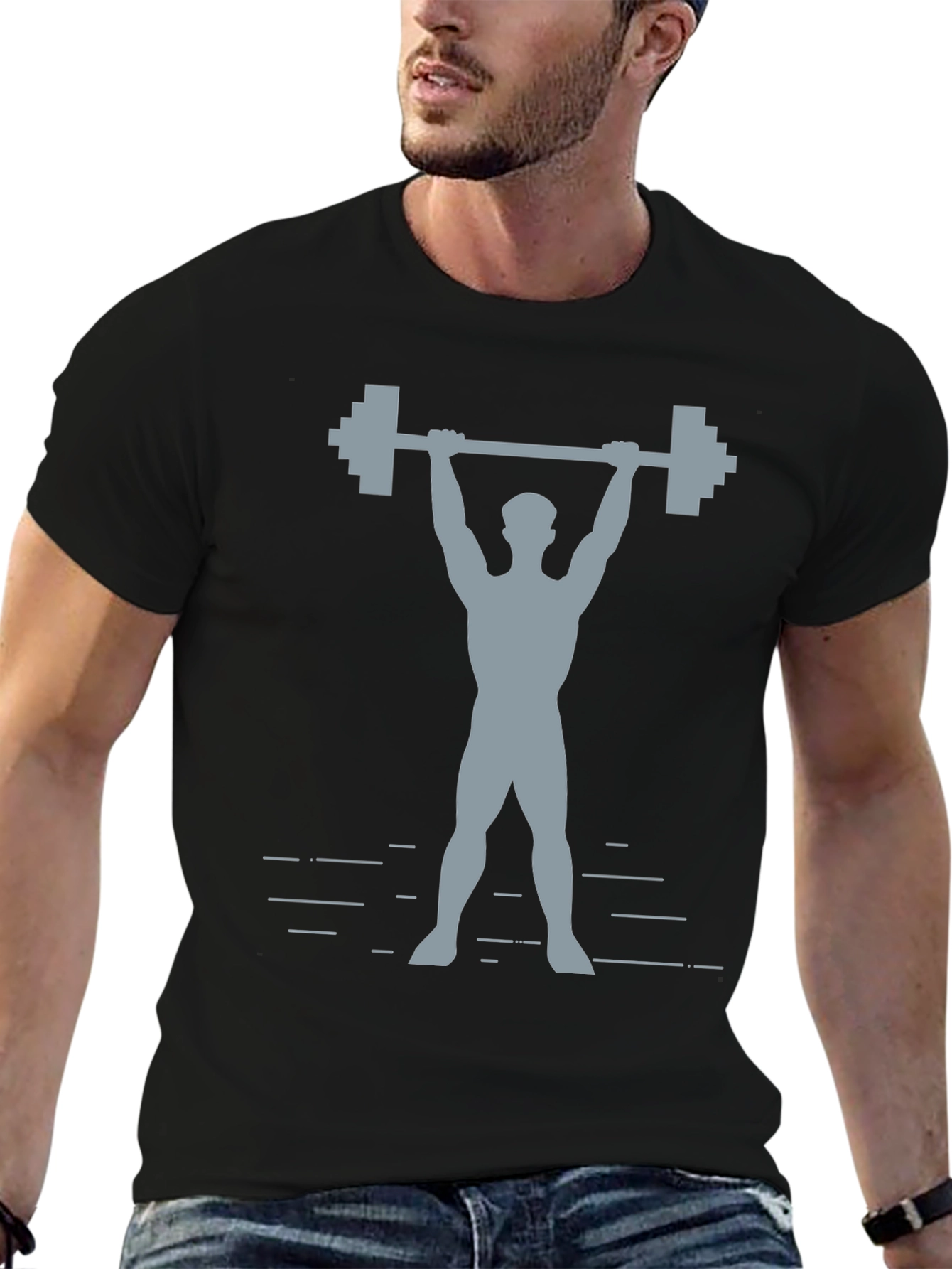 Black Weightlifting Graphic Tee - Black Cotton view 6