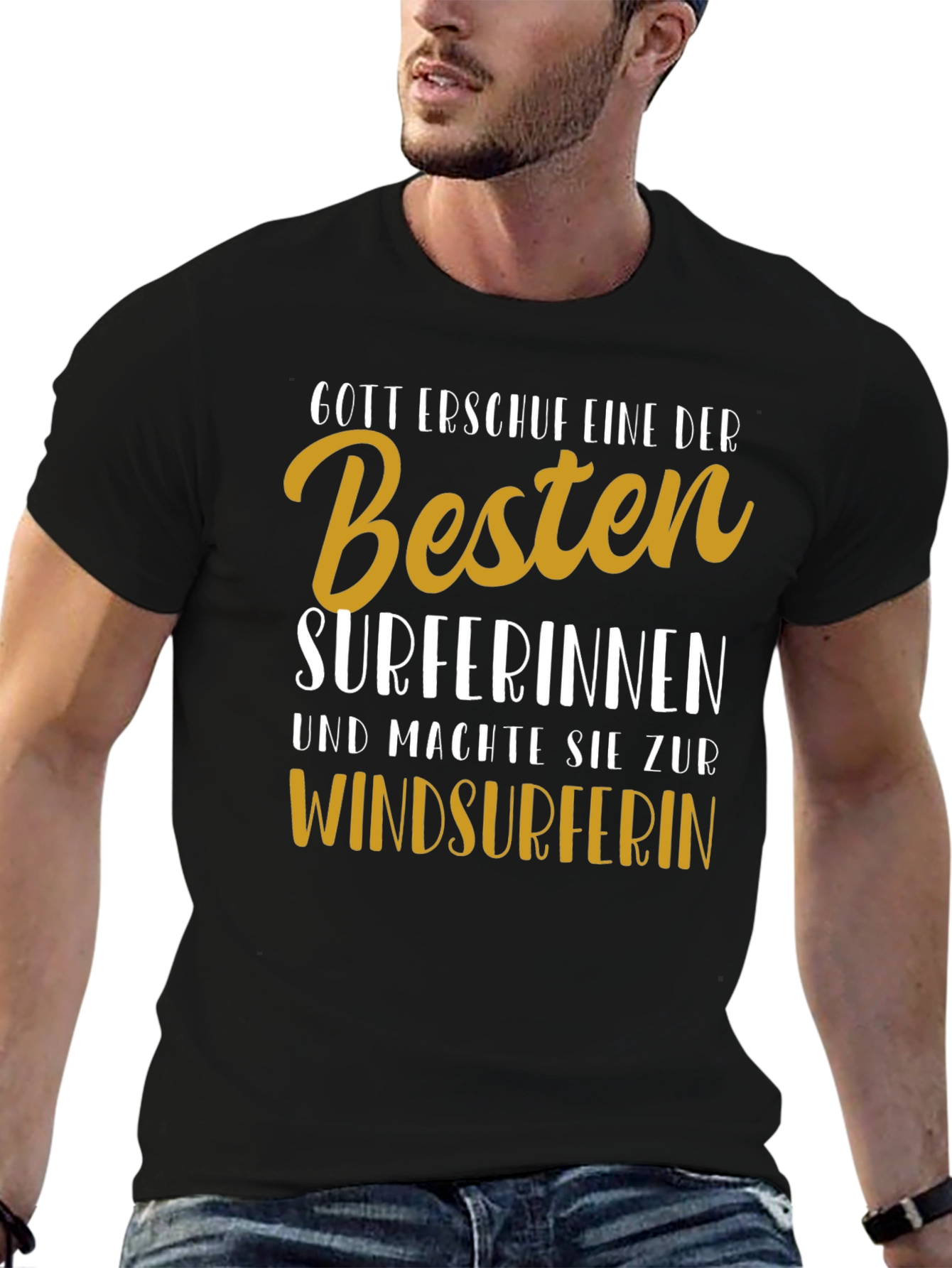 Black Funny Windsurfer T-Shirt - Surferinnen Design view 6