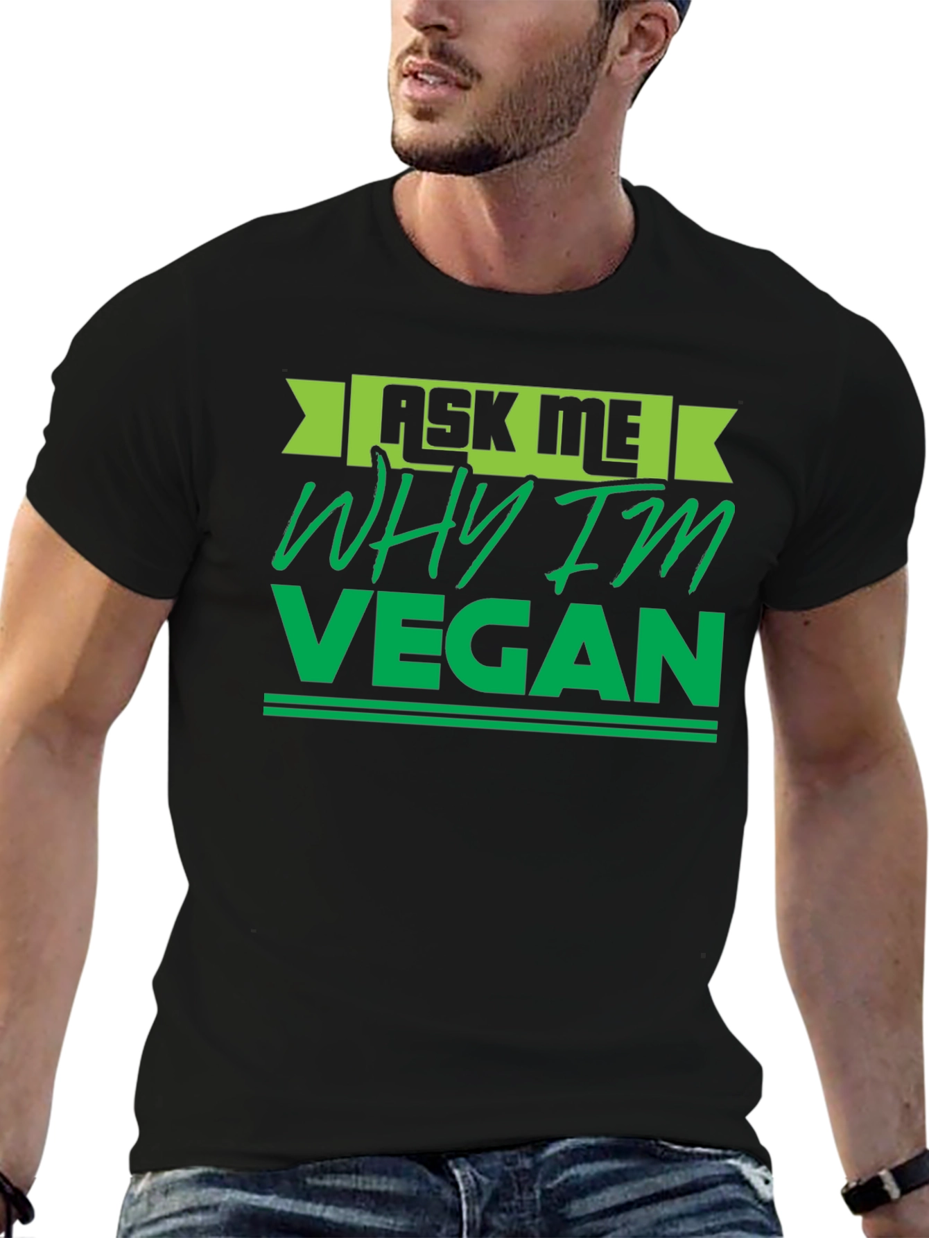 Black Ask Me Why I'm Vegan T-Shirt view 6