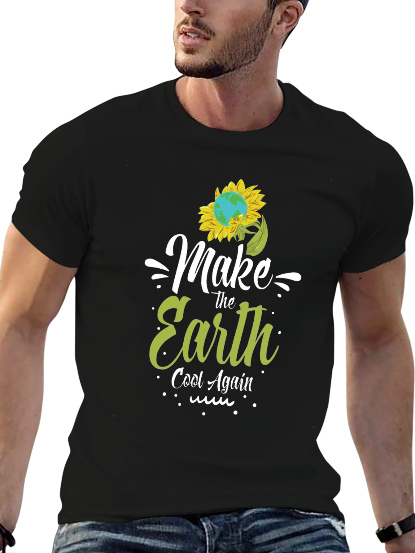Black Eco-Friendly "Make Earth Cool" Graphic Tee view 6