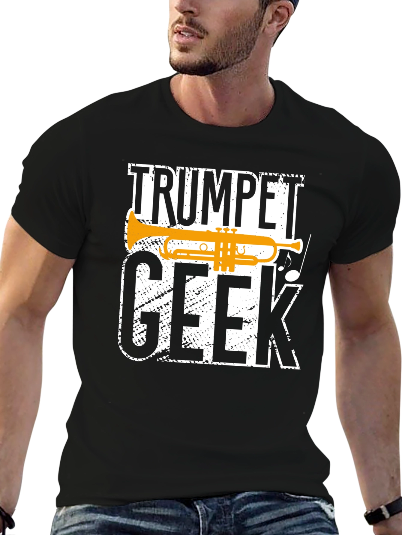 Black Trumpet Geek T-Shirt - Musician Humor Tee view 6