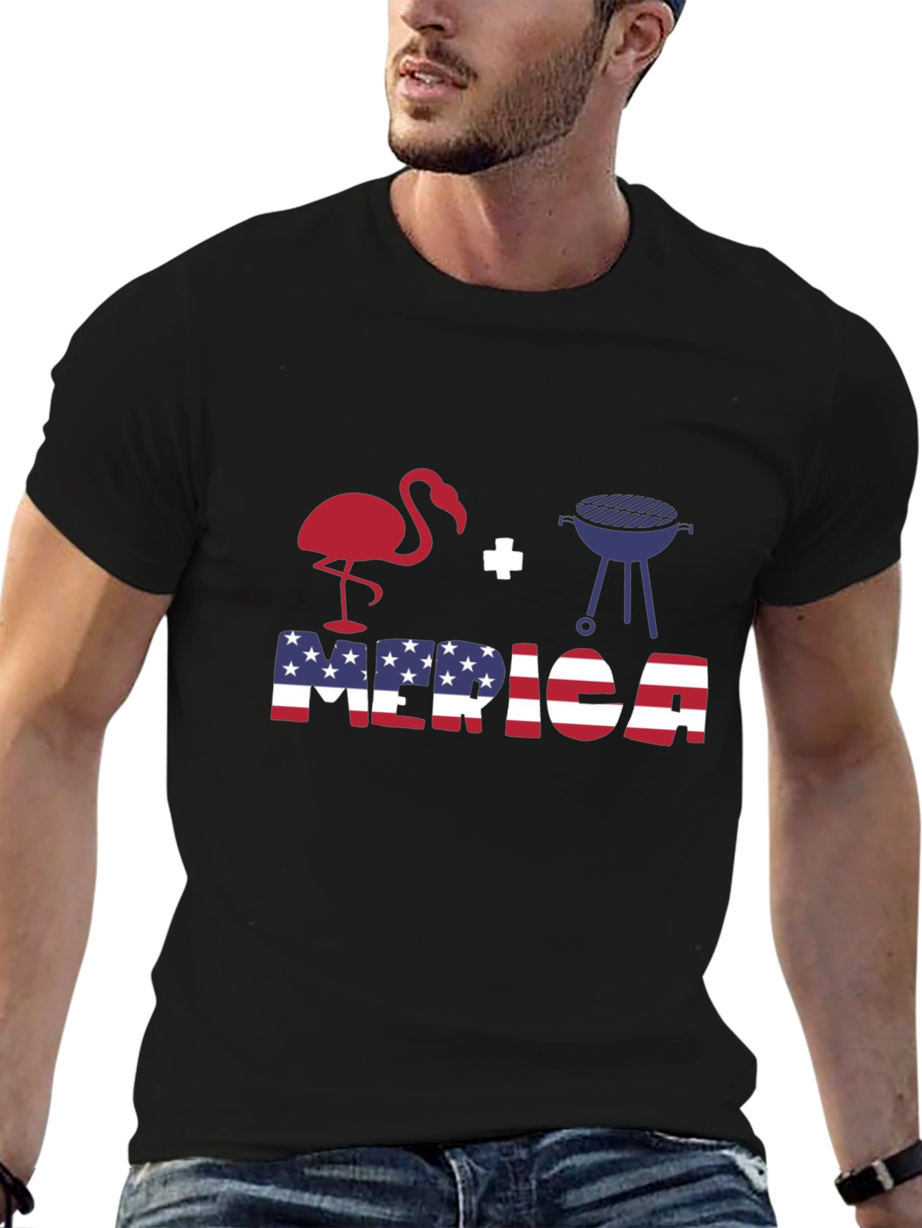 Black Flamingo+Grill Merica T-Shirt view 6