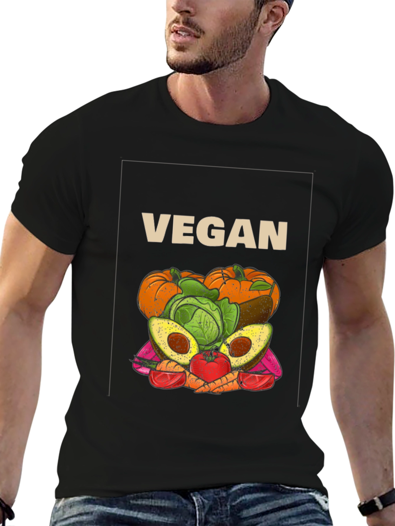 Black Vegan Food T-Shirt - Unisex Healthy Lifestyle Tee view 6