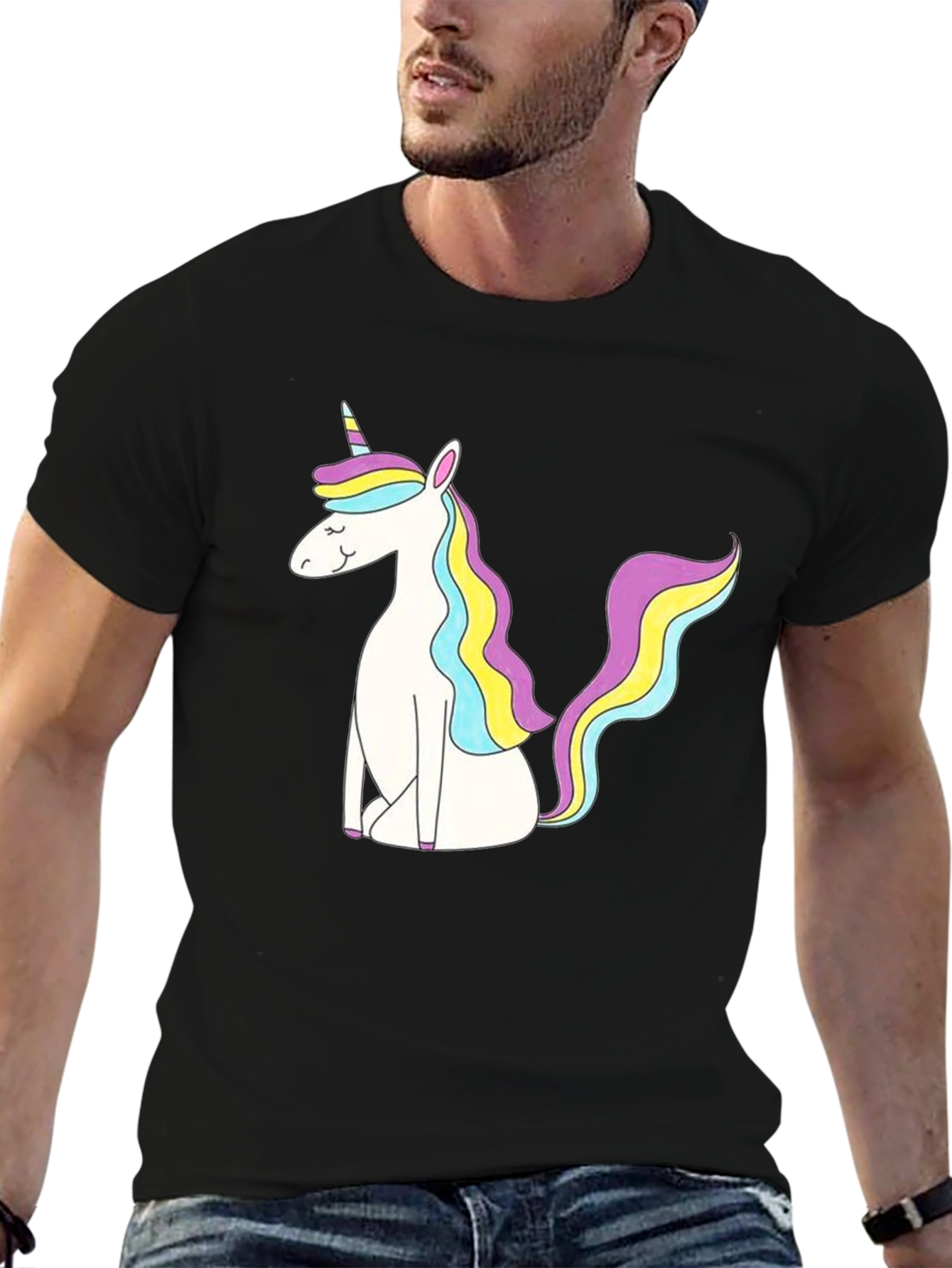Black Unicorn Graphic Black T-Shirt - Magical Comfort view 6