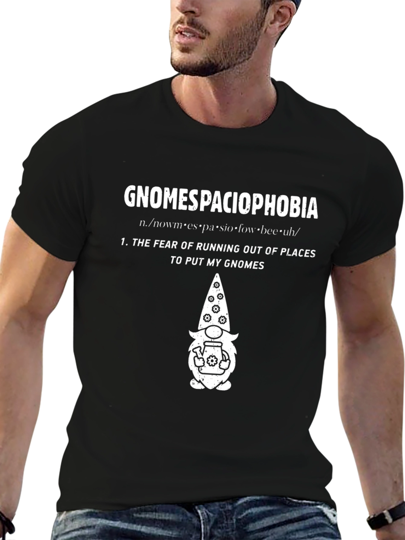 Black Gnomespaciophobia Graphic Tee view 6