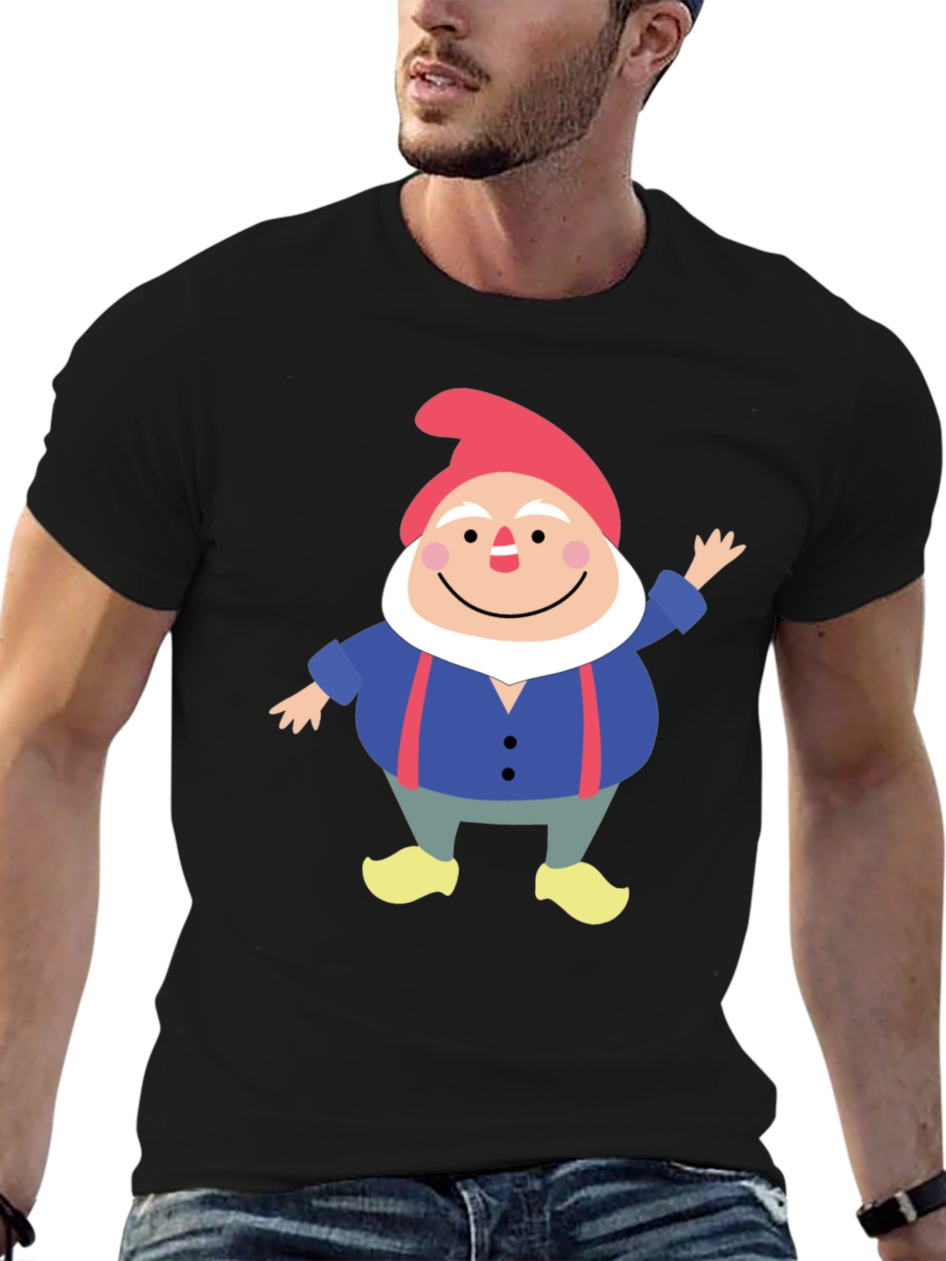 Black Gnome Graphic Tee - Funny Cartoon Shirt view 6
