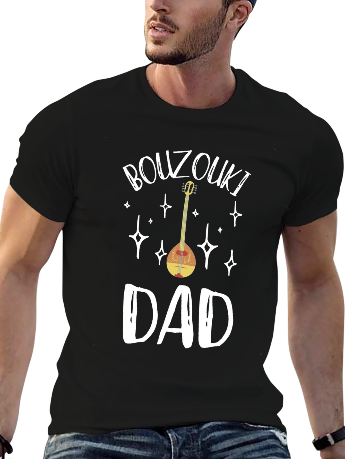 Black Bouzouki Dad T-Shirt - Greek Music Lover Tee view 6