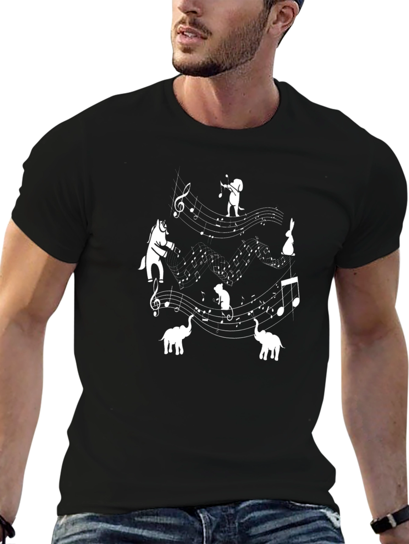 Black Musical Animals Graphic Tee - Black view 6