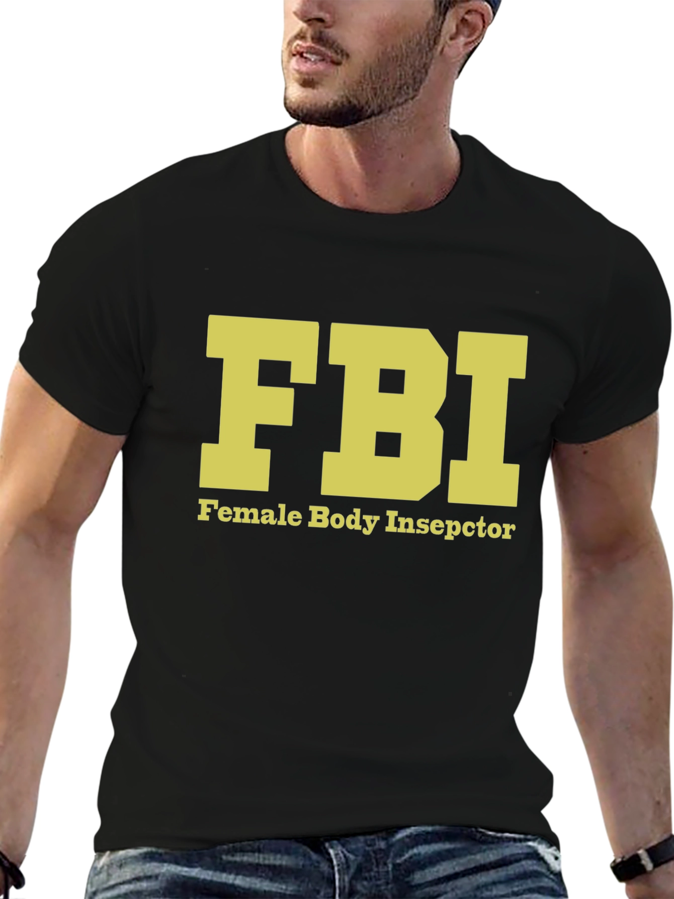 Black FBI Female Body Inspector Novelty T-Shirt view 6