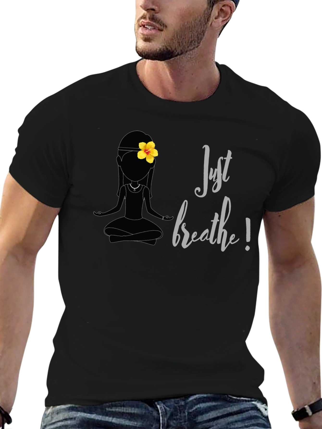 Black Just Breathe Yoga T-Shirt - Relaxed Fit view 6
