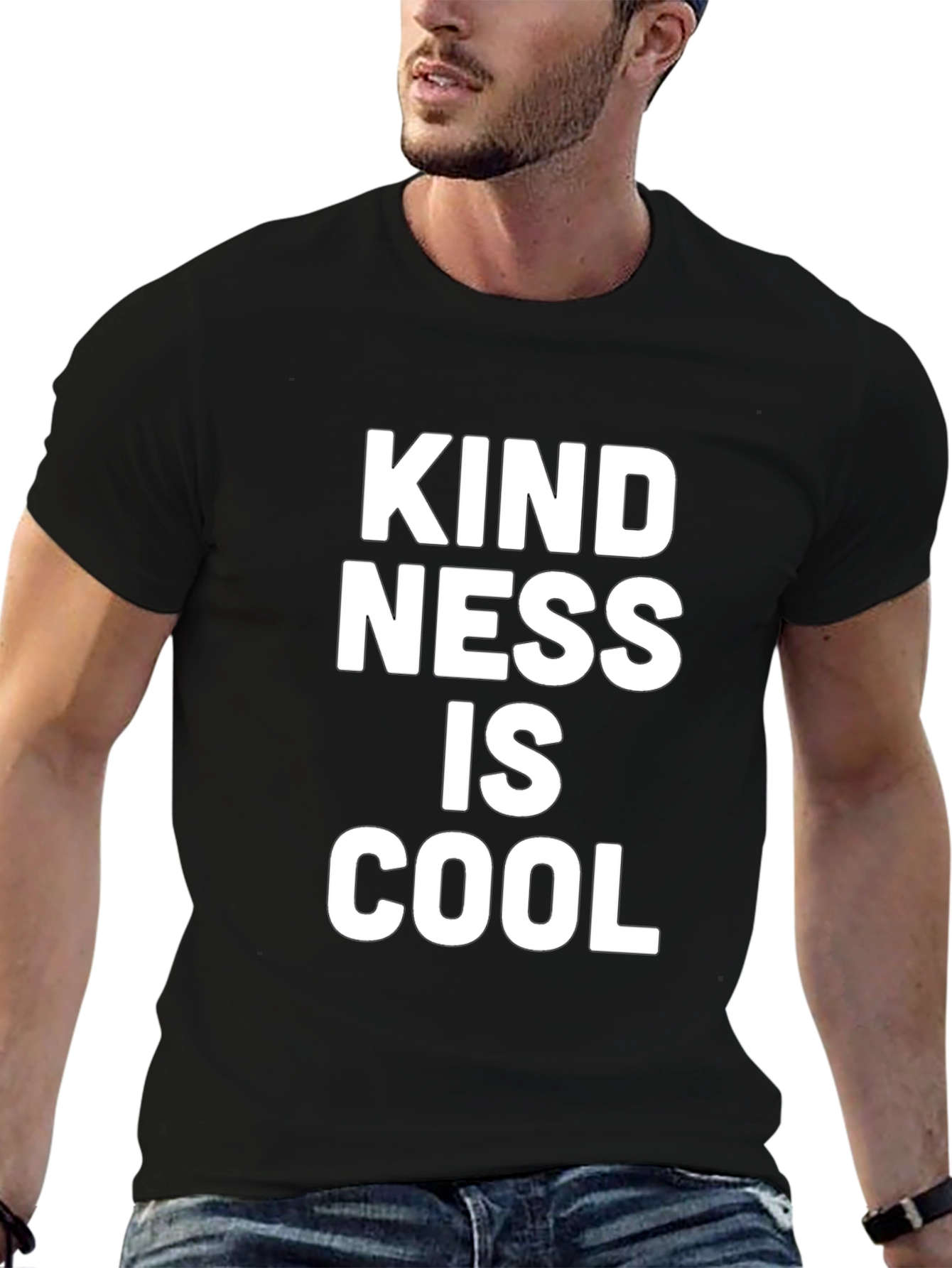 Black Kindness is Cool Graphic T-Shirt - Black view 6