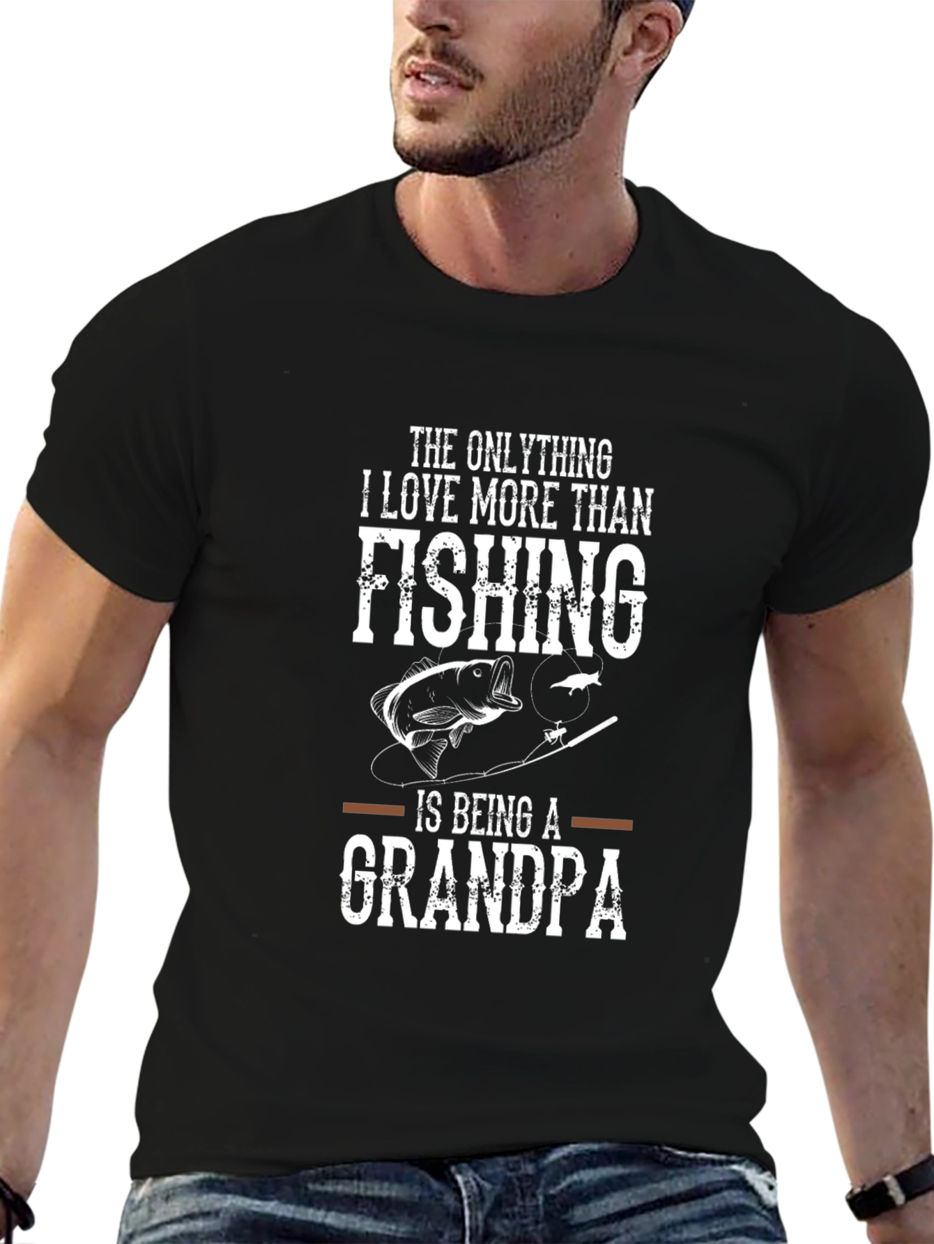 Black Fishing Grandpa T-Shirt - Love More Than Fishing Tee view 6