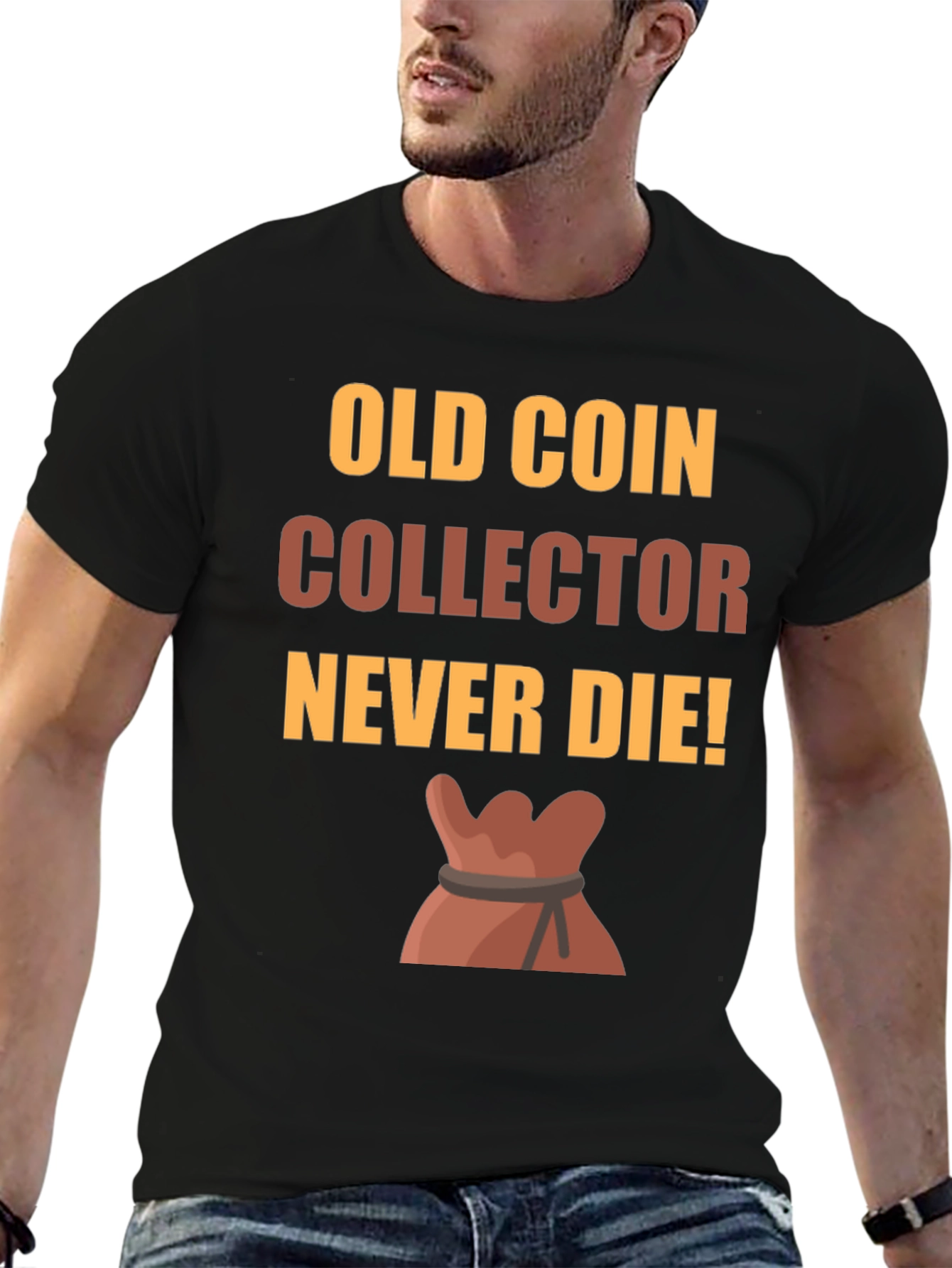 Black Old Coin Collector T-Shirt - Never Die! view 6
