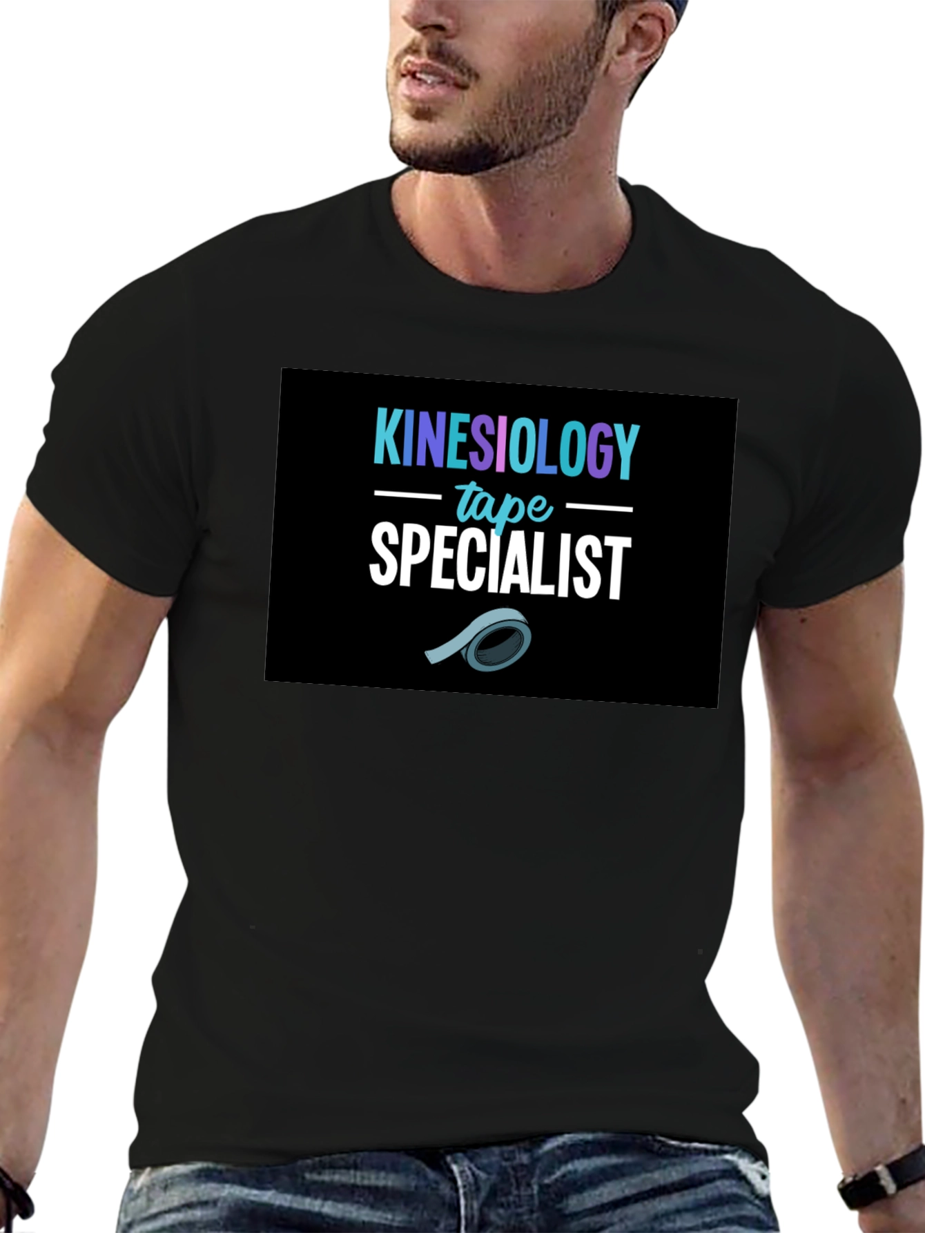 Black Kinesiology Tape Specialist T-Shirt view 6