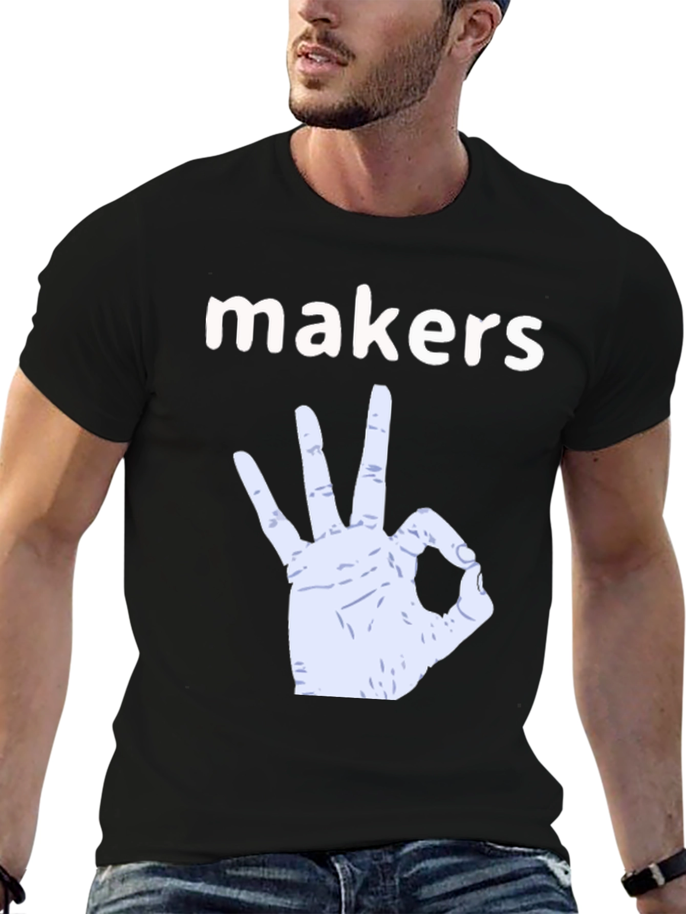 Black Makers Gesture Graphic T-Shirt - Black Cotton Tee view 6