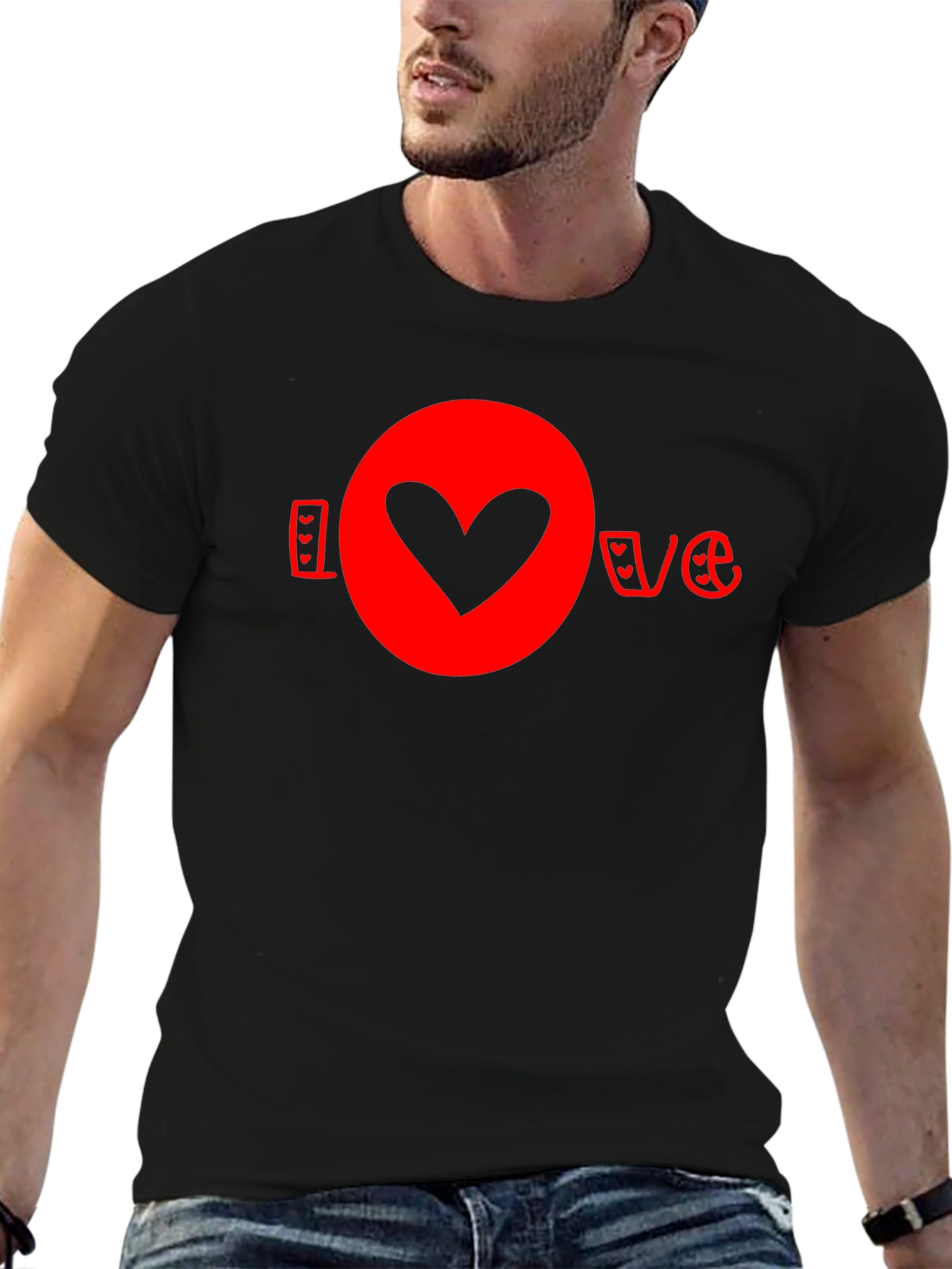 Black Love Heart Graphic Tee - Black T-Shirt view 6