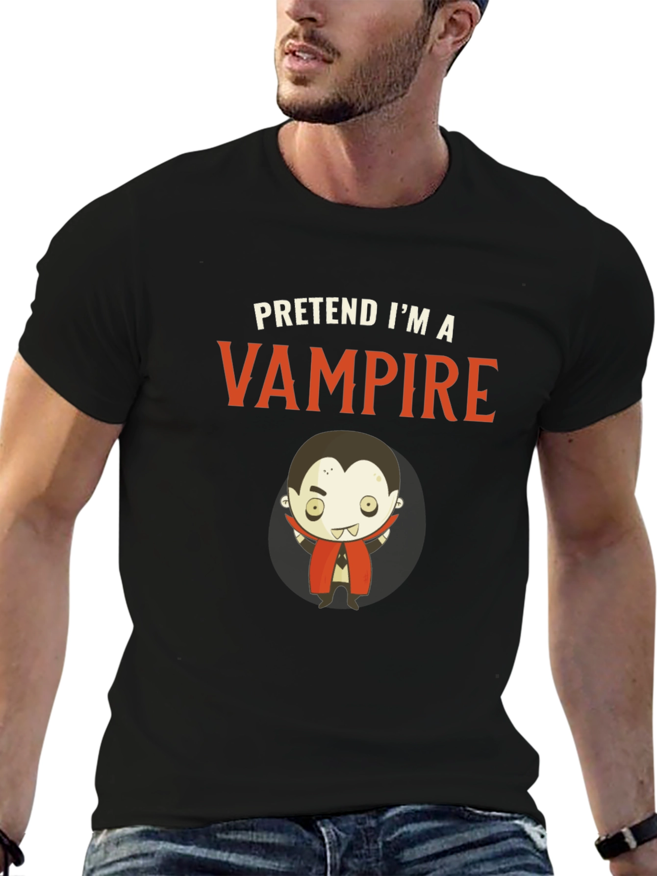 Black Pretend I'm A Vampire - Funny Halloween T-Shirt view 6
