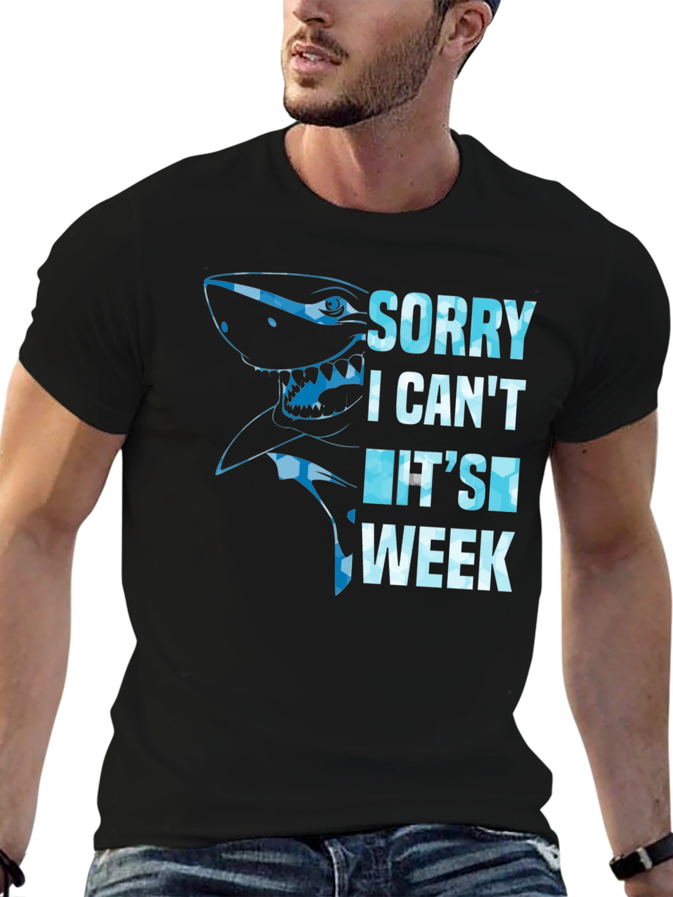 Black Shark Week Graphic Tee - Sorry I Can't T-Shirt view 6